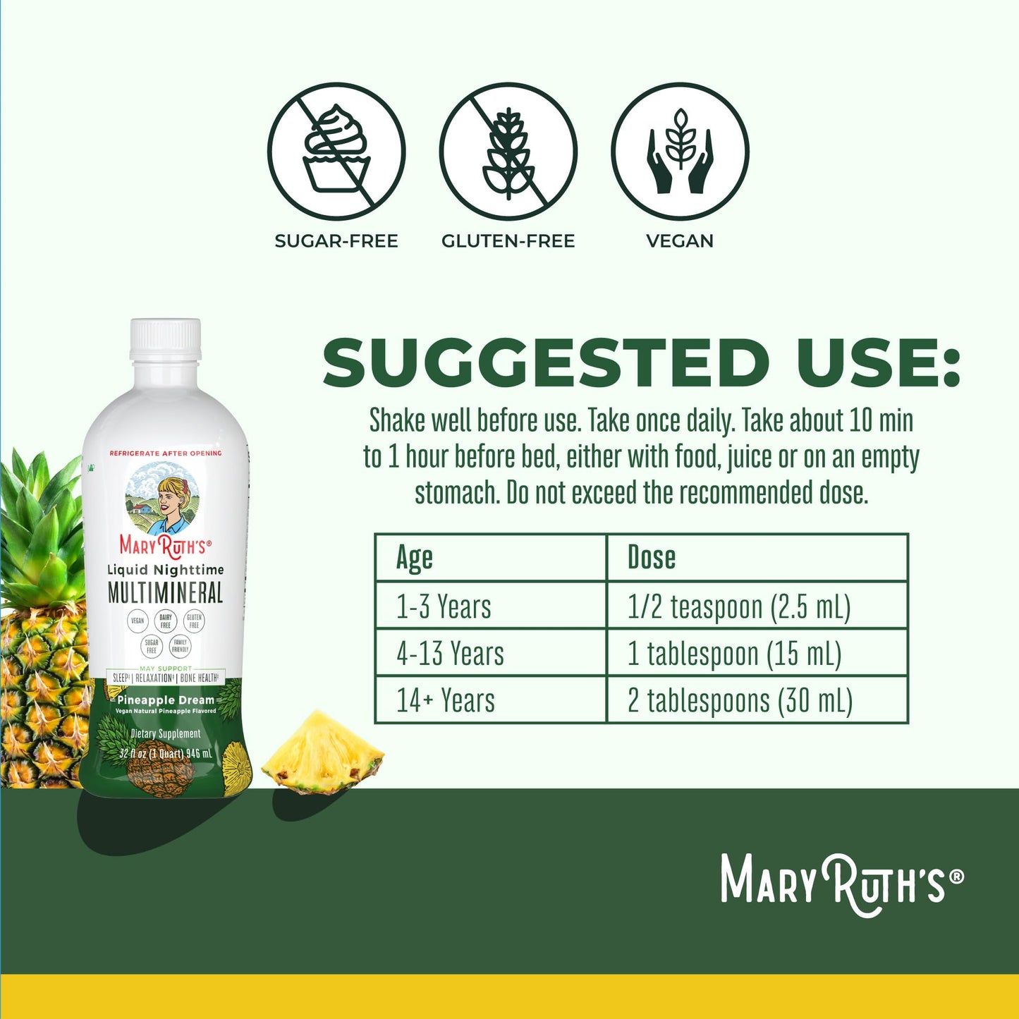 MaryRuth's Liquid Morning Multivitamin (Strawberry) & Liquid Nighttime Multimineral (Pineapple) | Clean Label Project Verified® | Vitamins for Energy, Sleep, & Overall Health | Vegan, Non-GMO