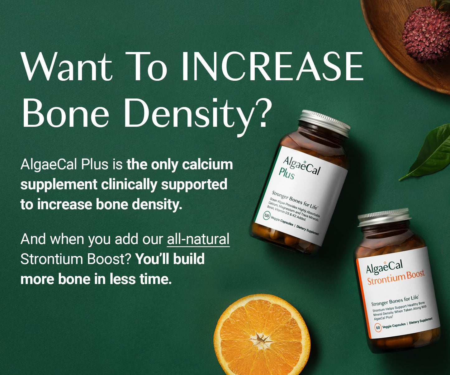 AlgaeCal Bone Builder Pack – Plant-Based Calcium + K2, D3, Magnesium for Bone Strength