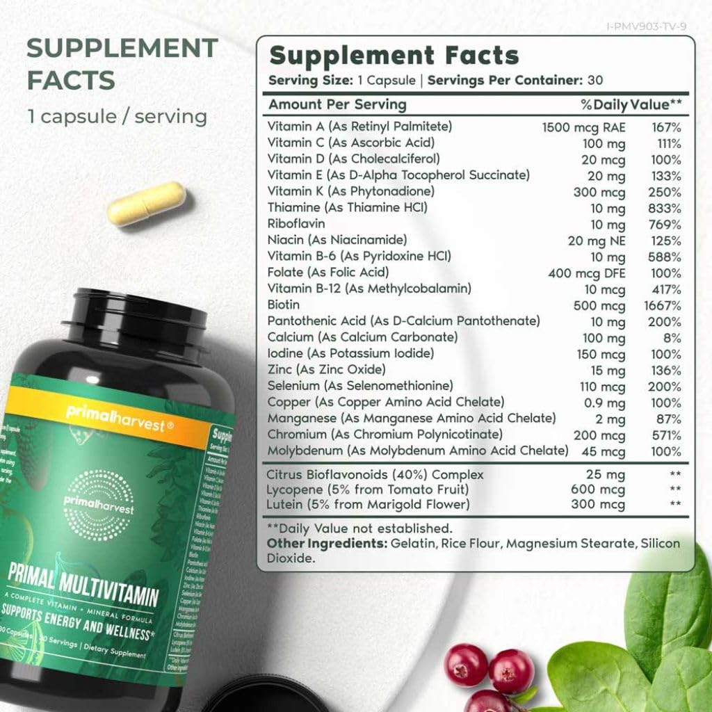 Primal Multivitamin – Daily Vitamins for Men & Women – 21 Nutrients