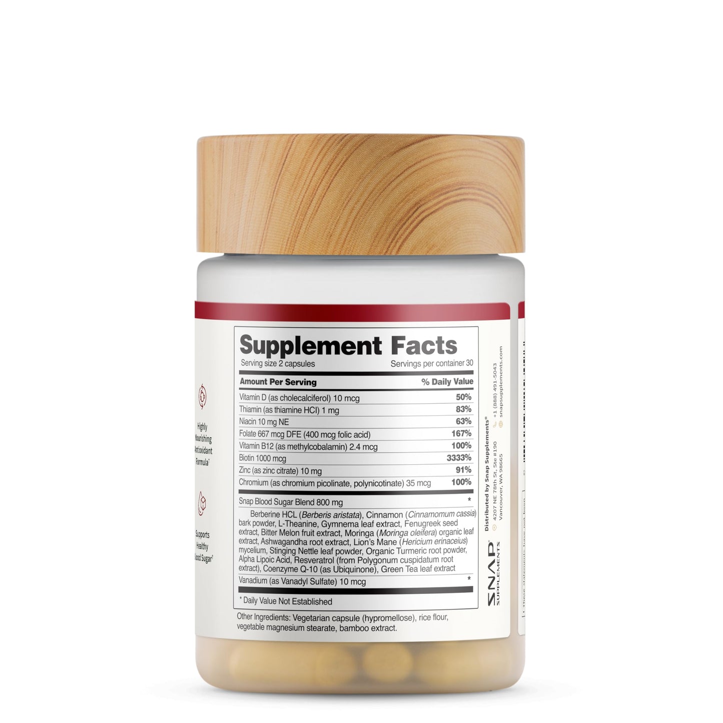 Snap Supplements Blood Sugar Blend – Glucose Support – 60 Capsules