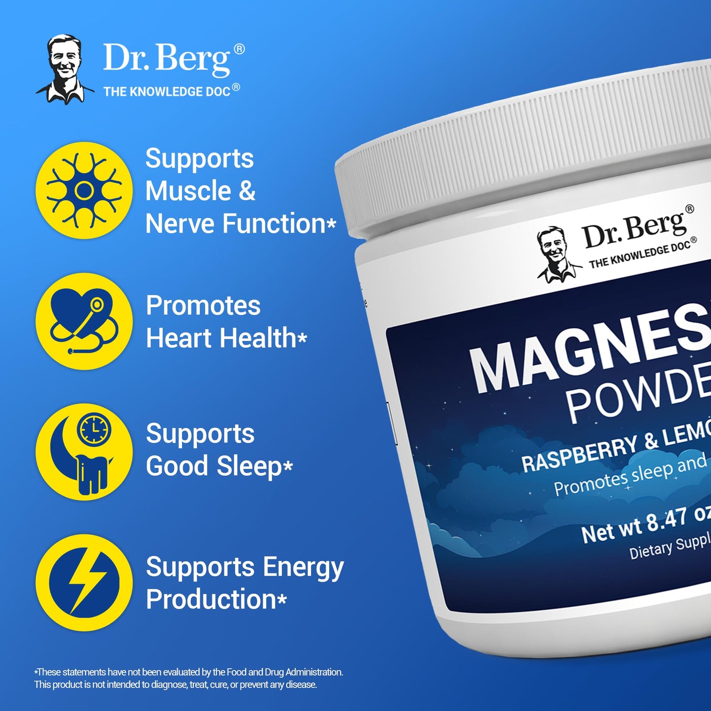 Dr. Berg Magnesium Glycinate Powder – Sleep & Stress Support 50ct