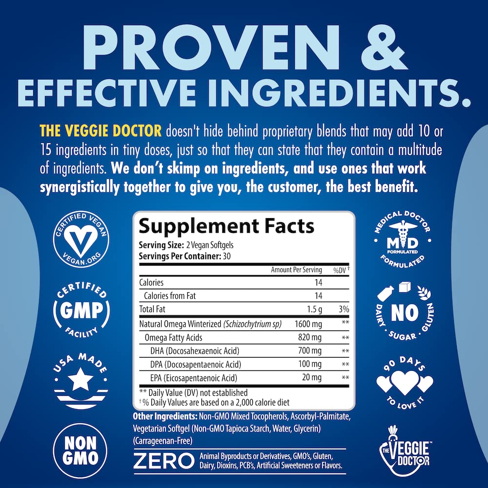 Vegan Omega-3 Supplement – DHA, EPA & DPA from Algae, No Carrageenan