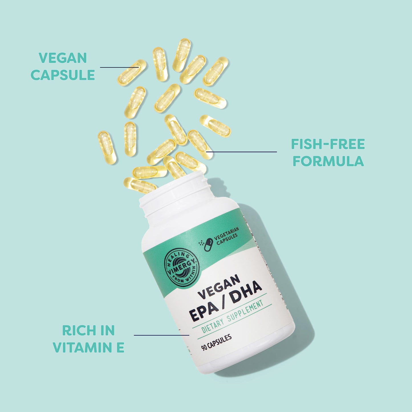 Vimergy EPA/DHA – Vegan Omega-3 for Brain, Eye, Heart Health, 90 Ct