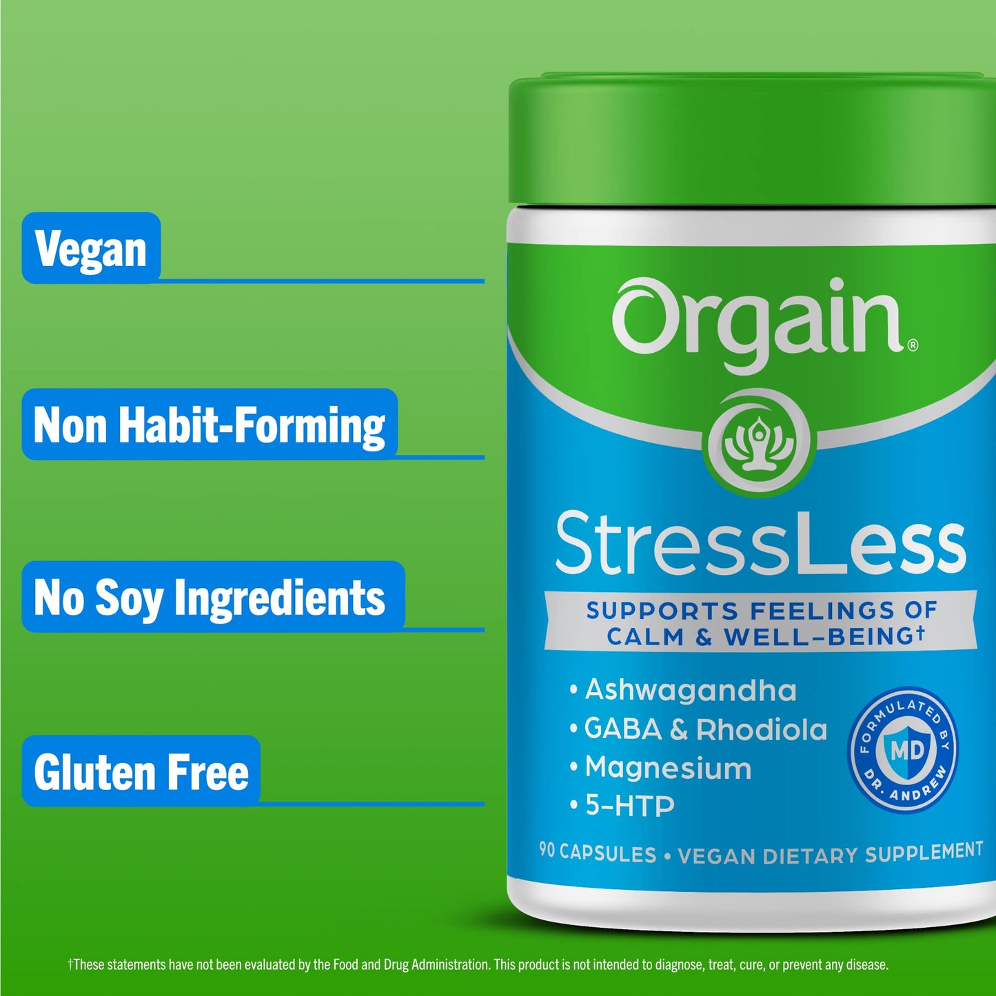 Orgain StressLess – Vegan Stress Relief with GABA, Ashwagandha & Mg