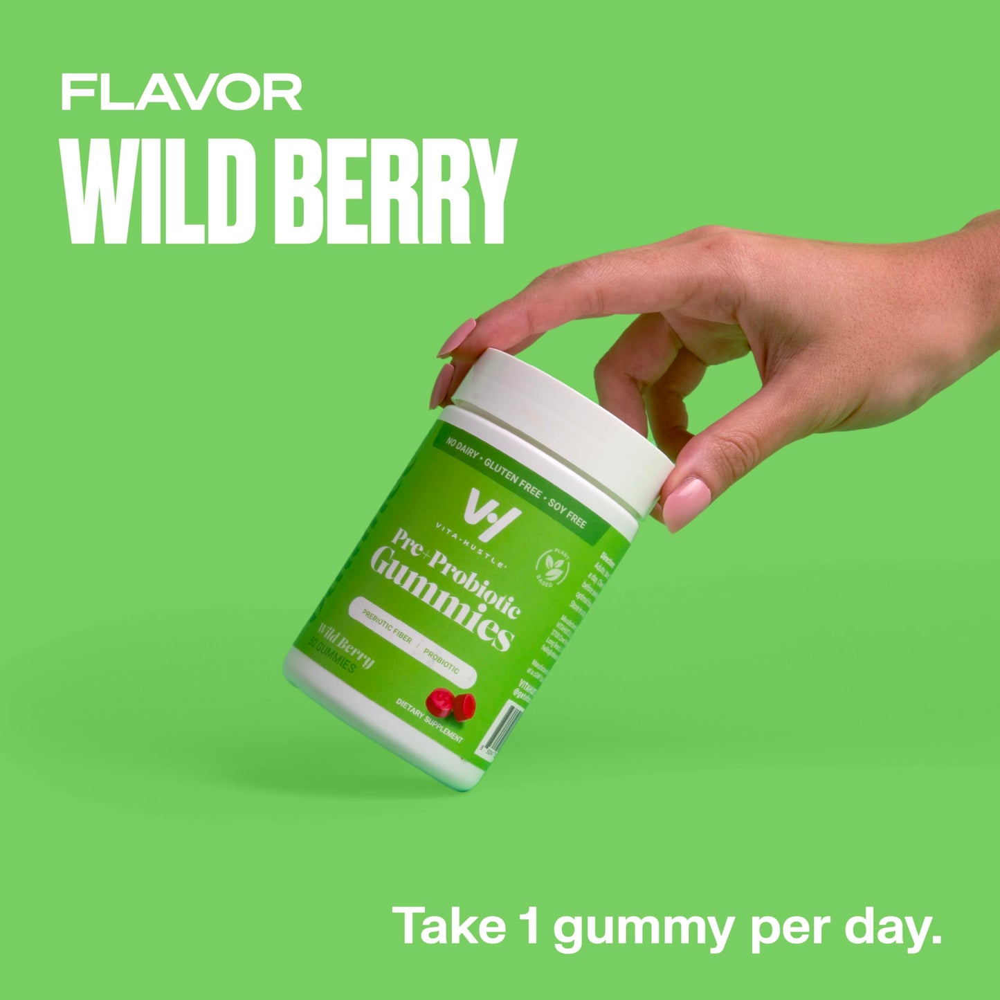 VitaHustle Pre + Probiotic Gummies – Vegan Gut & Bloating Support