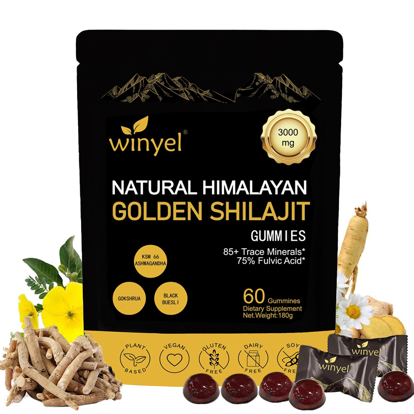 Shilajit Gummies – Energy, Hormone & Mineral Support
Vegan gummies with 85+ trace minerals, ashwagandha & gokshura.