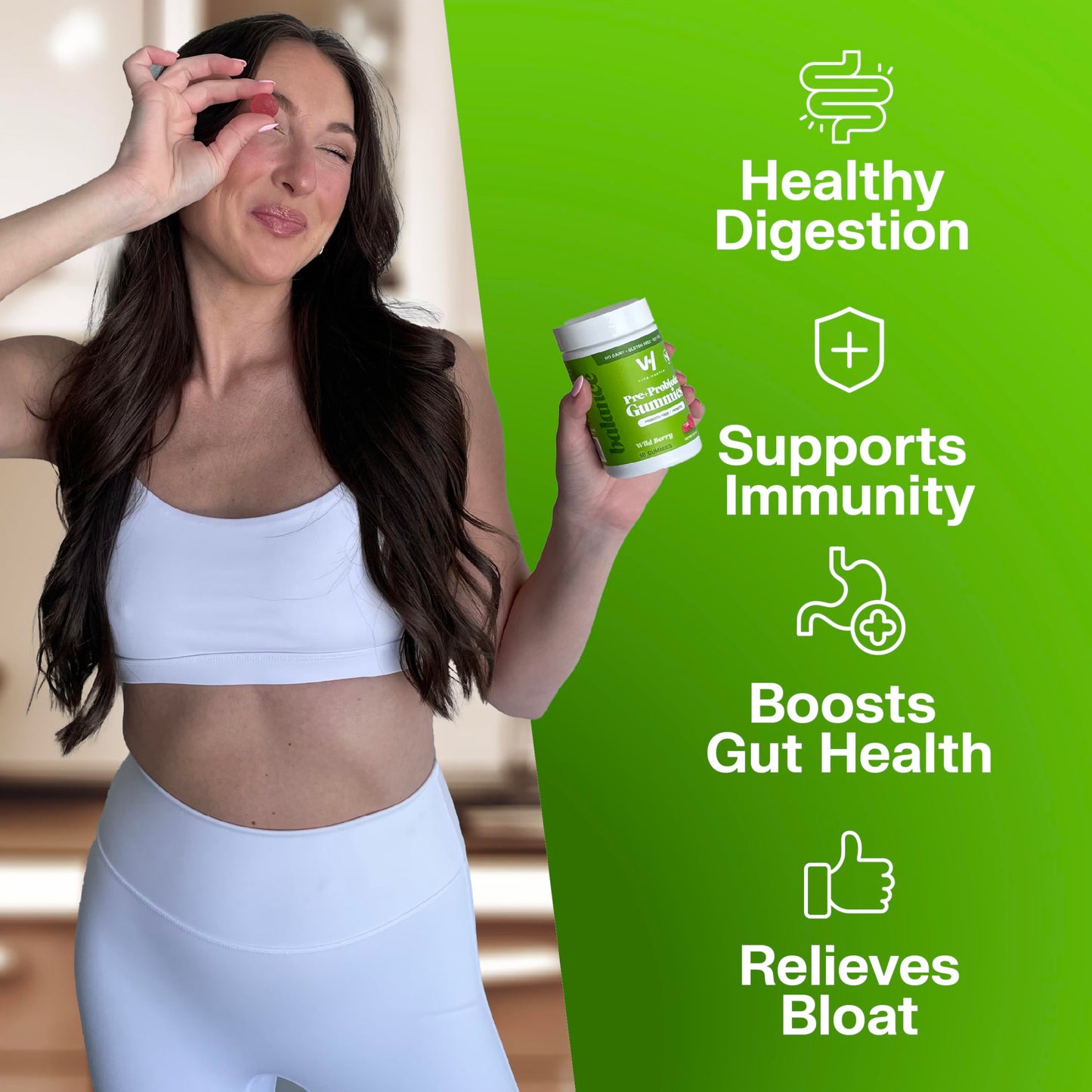 VitaHustle Pre + Probiotic Gummies – Vegan Gut & Bloating Support
