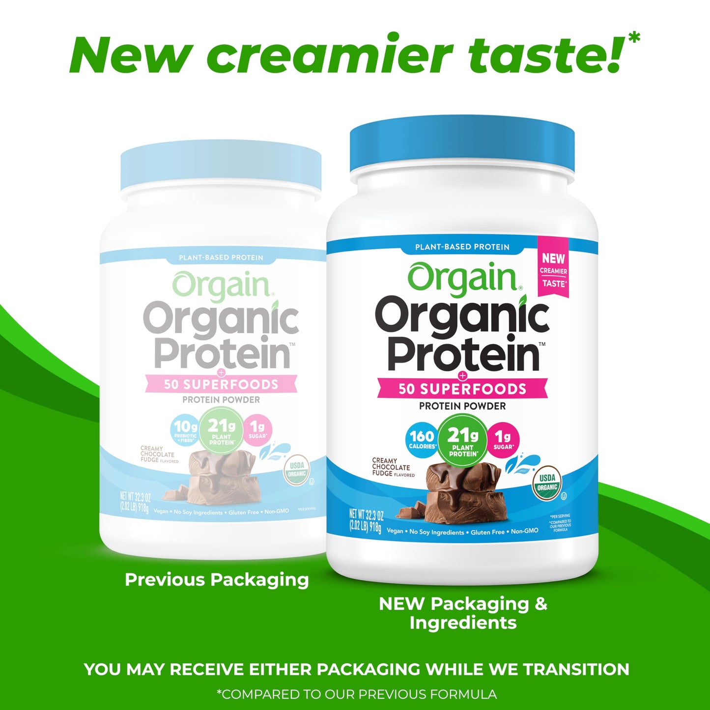 Orgain Vegan Protein + Superfoods – Chocolate Fudge, 21g Protein