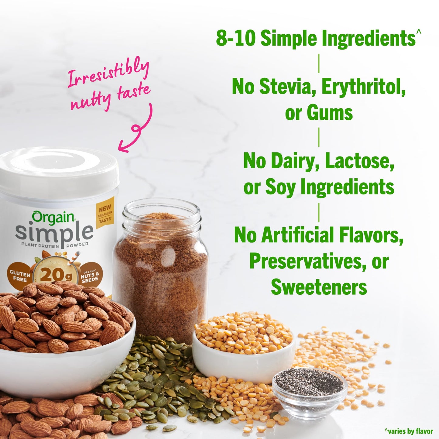Orgain Simple Vegan Protein – Peanut Butter, 20g Clean Protein, No Additives