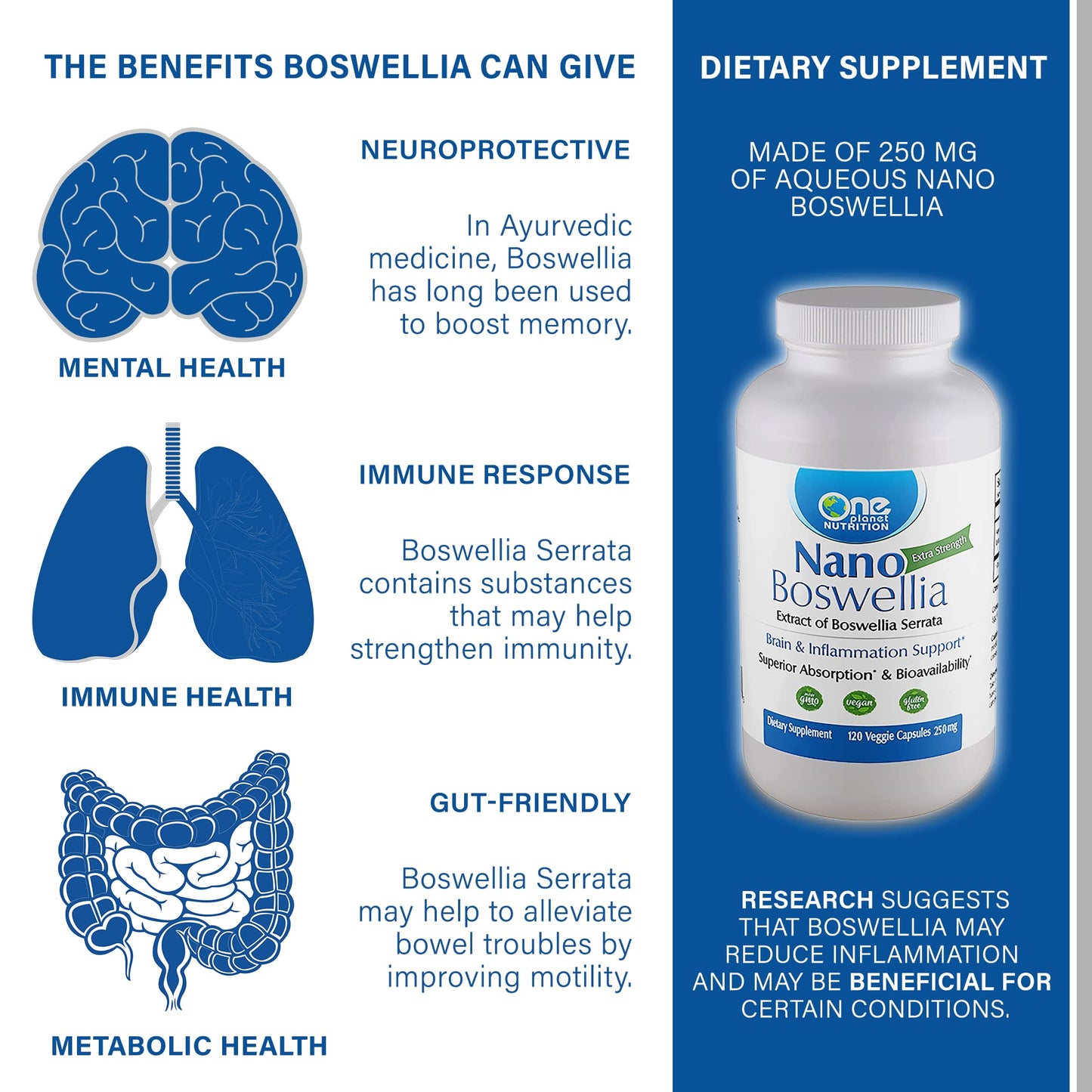 Nano Boswellia 250mg – Cognitive, Brain & Inflammation Support 120 Ct (69 characters)