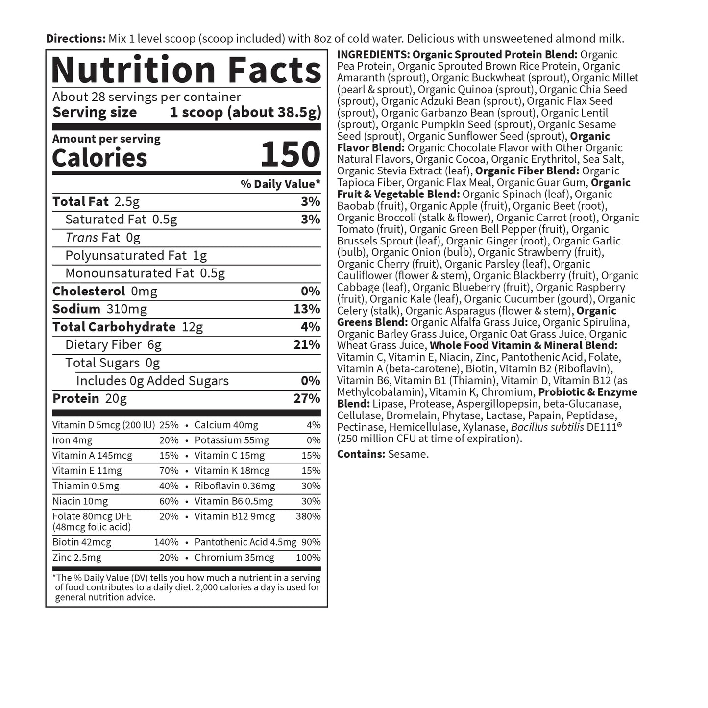 Garden of Life Meal Replacement – Chocolate, Vegan Protein, 28 Servings