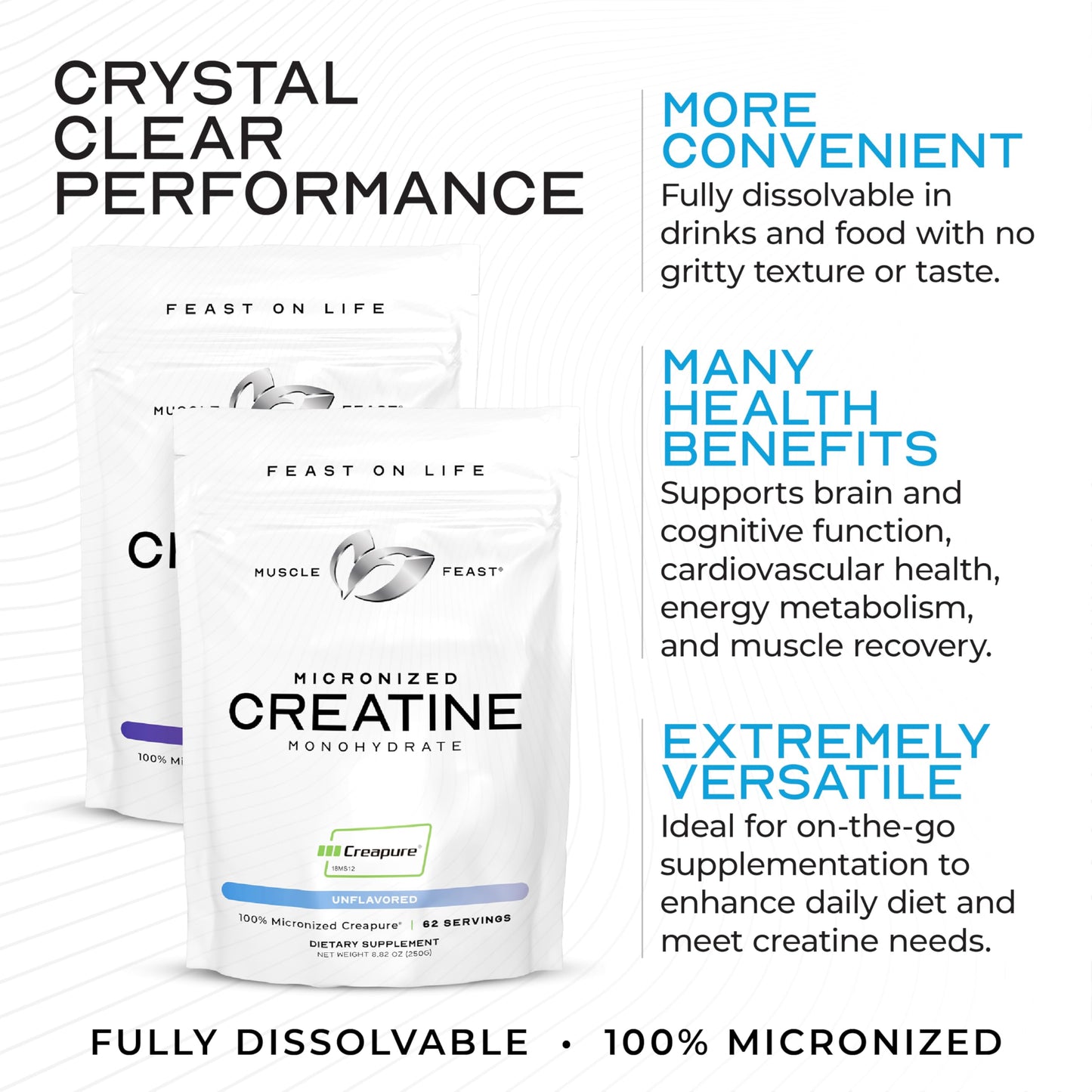Muscle Feast Creapure Creatine – Grape, Micronized Monohydrate, 250g