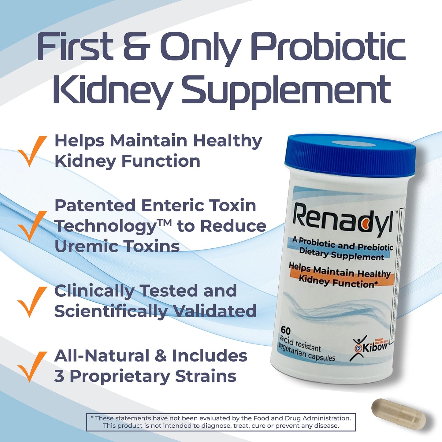 Renadyl Kidney Probiotic – Urea & Uric Acid Support – 180 Capsules