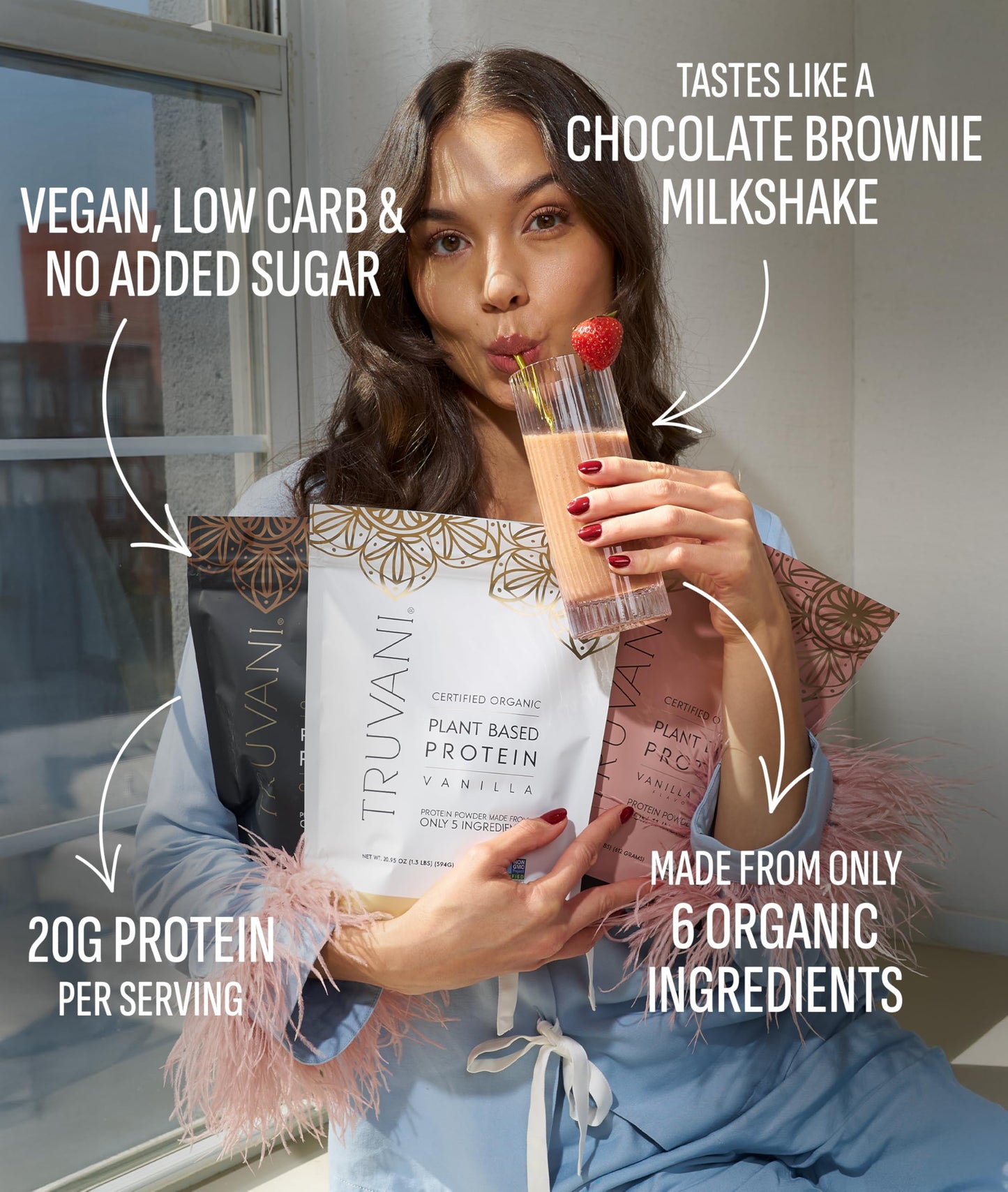 Truvani Vegan Pea Protein Powder | Chocolate | 20g Organic Plant Based Protein | 18 Servings | Keto | Gluten & Dairy Free | Low Carb | No Added Sugar
