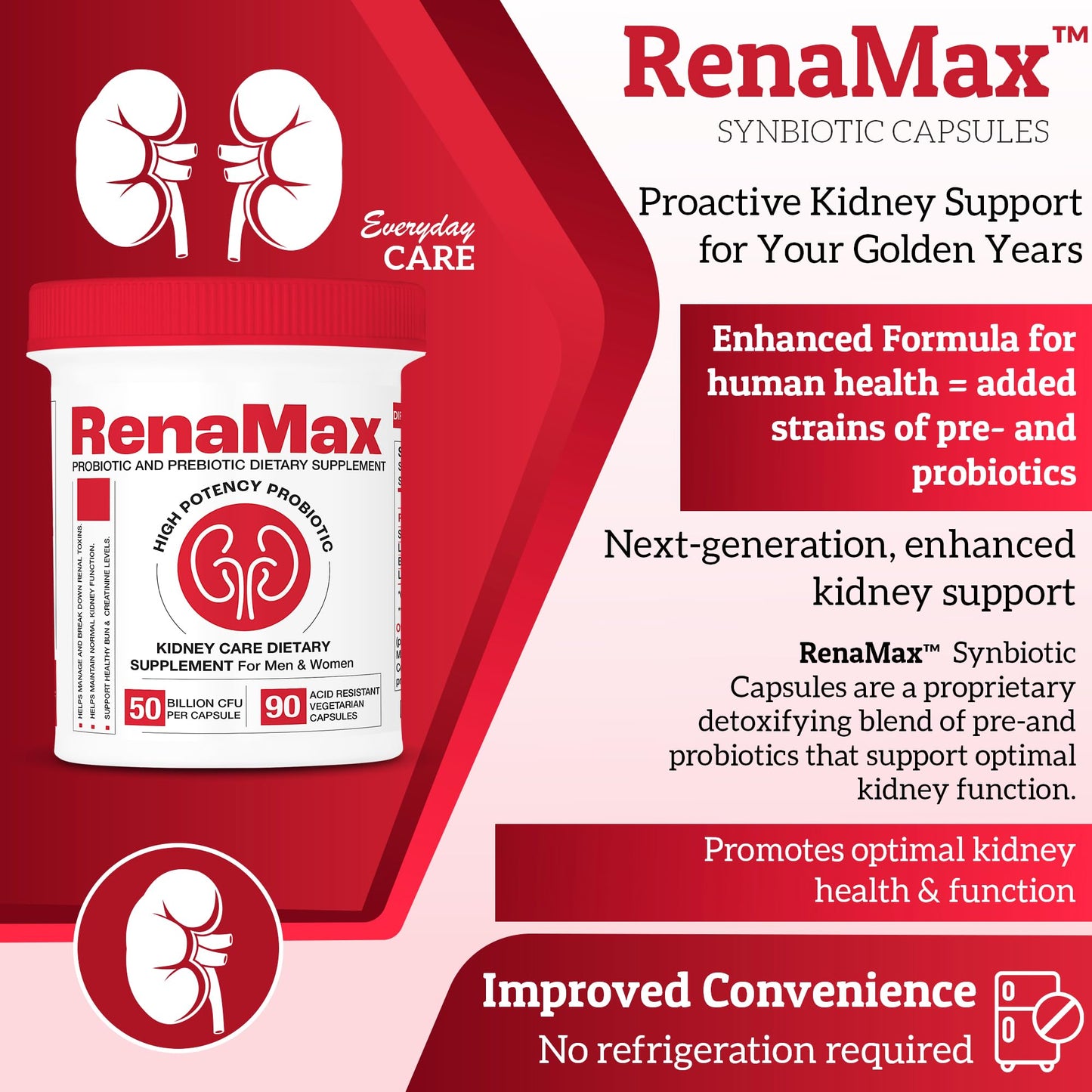 RENAMAX Kidney Restore – Probiotic & Prebiotic Support – 90 Capsules