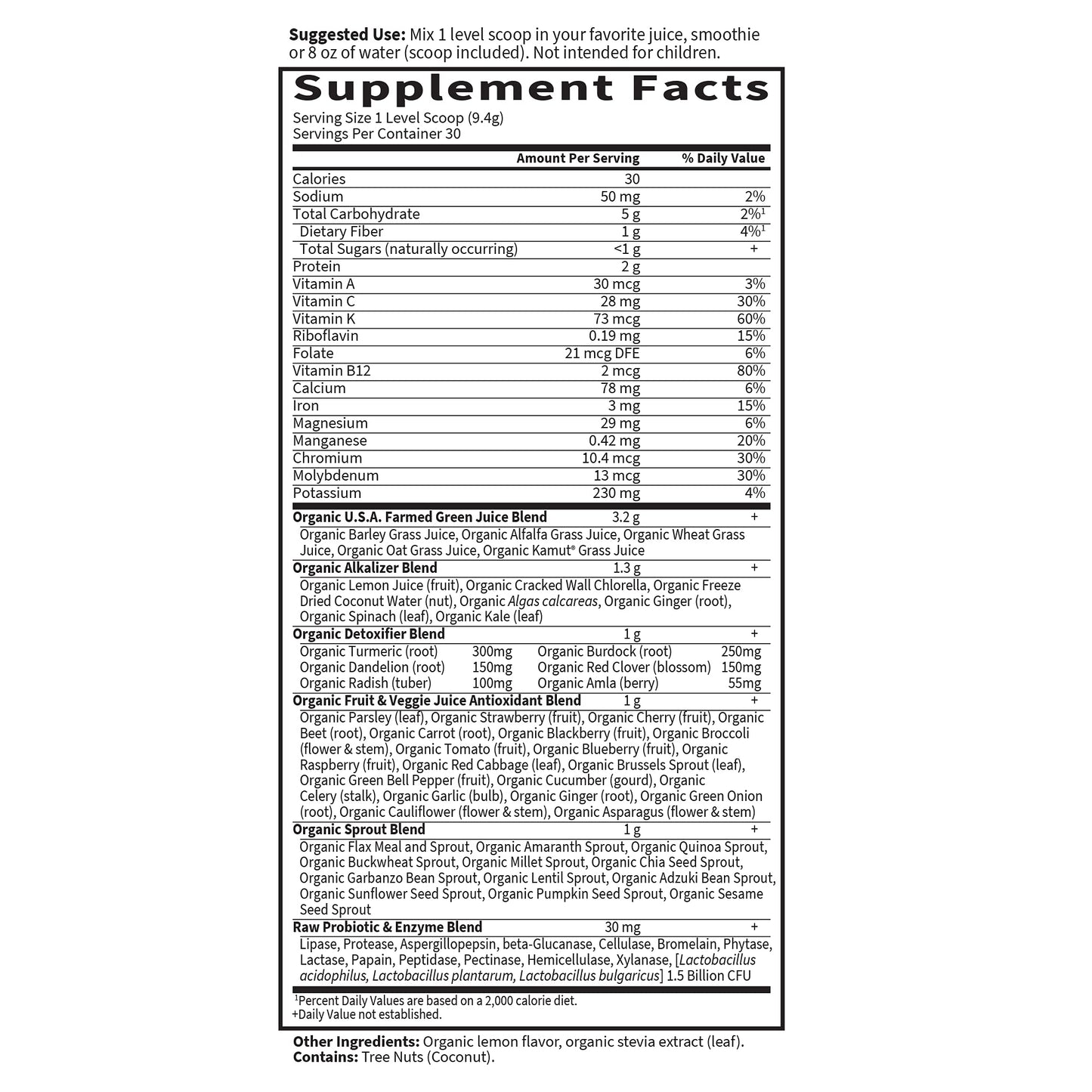 Garden of Life Raw Organic Detox Greens – Lemon Ginger, 30 Servings
