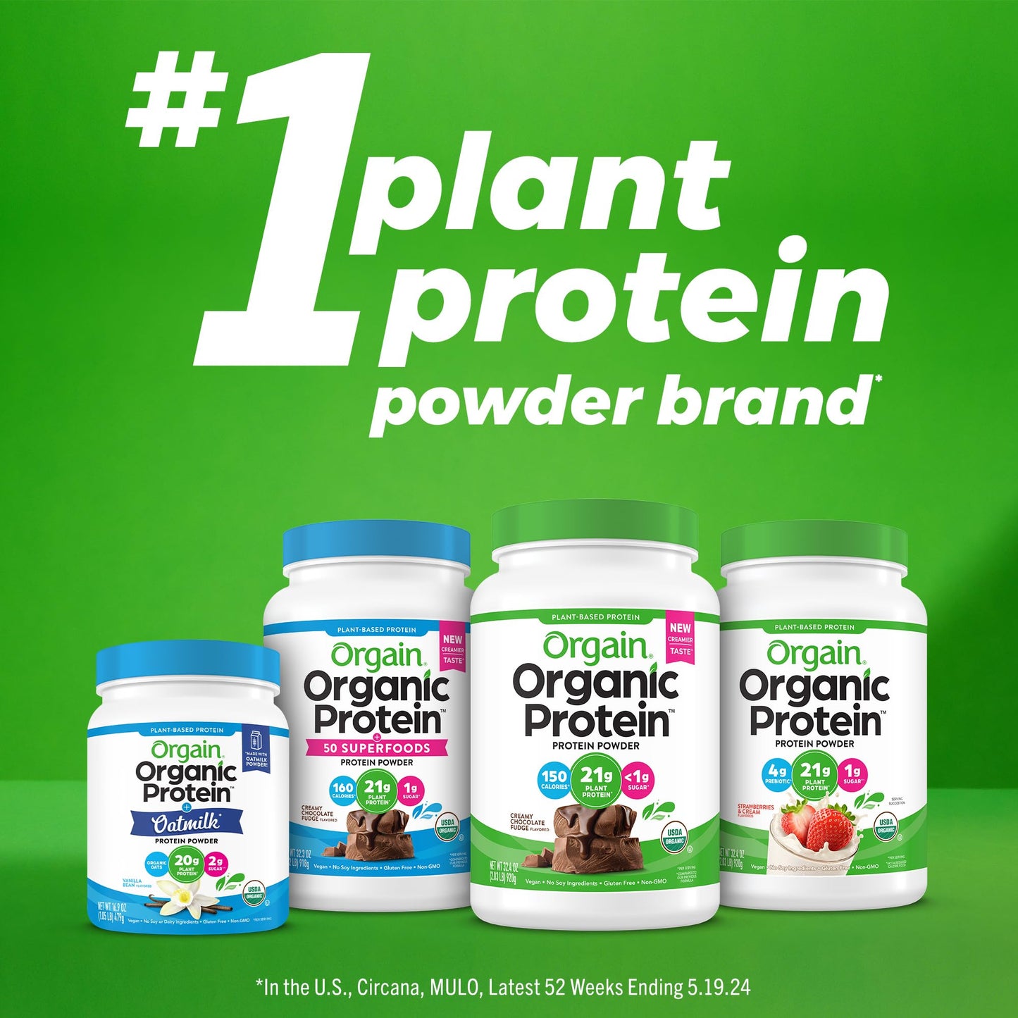 Orgain Vegan Protein + Superfoods – Chocolate Fudge, 21g Protein