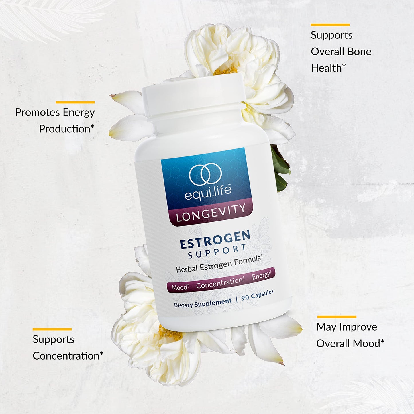 Equilife Estrogen Support Supplement for Women – Herbal Hormone Balance, 90 Capsules