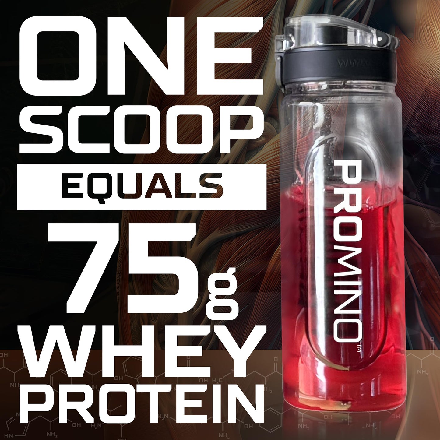 Promino, 1 Scoop = 75g Whey Protein*, Extra-Strength Leucine (EAA + BCAA), Muscle Recovery, NSF Certified, 100% Absorbability, GLP-1 & Bariatric Support, Purest Protein w/o Calories - Rasp 30 Servings