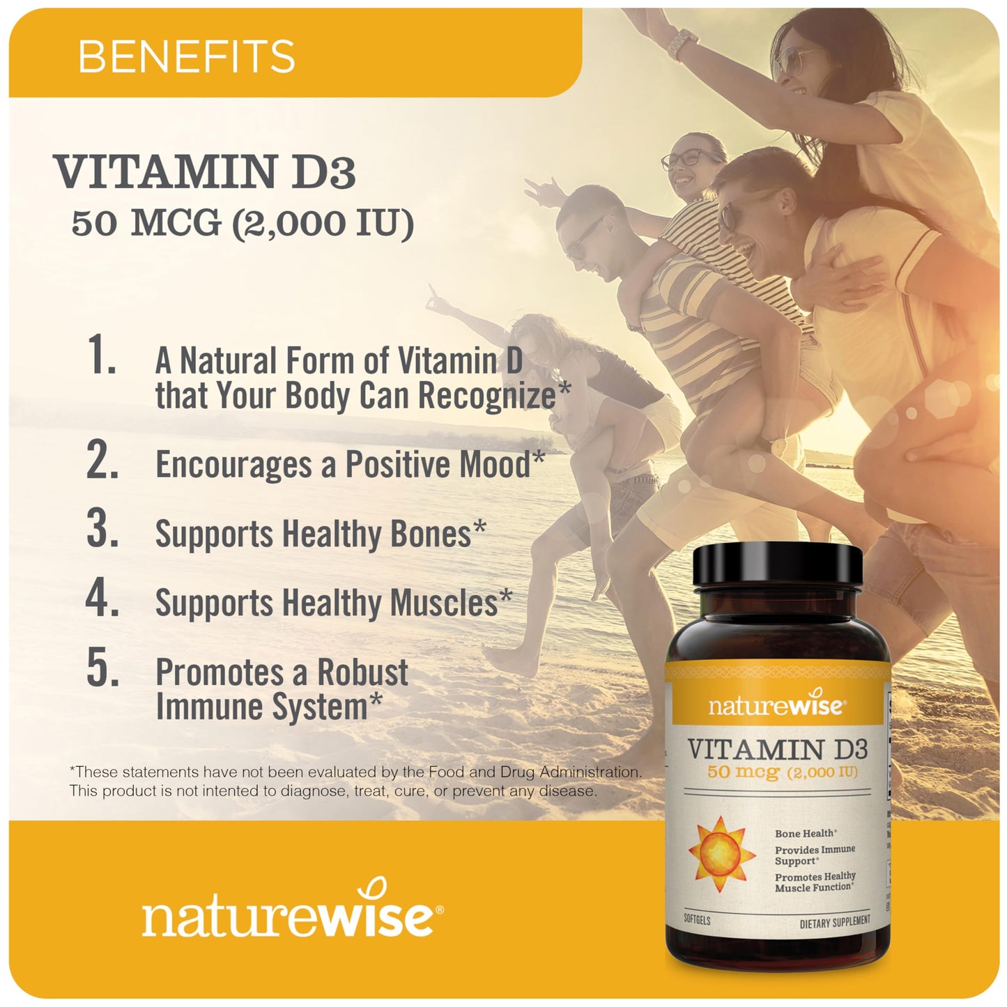 NatureWise Vitamin D3 2000 IU – 360 Softgels – Immune & Bone Support