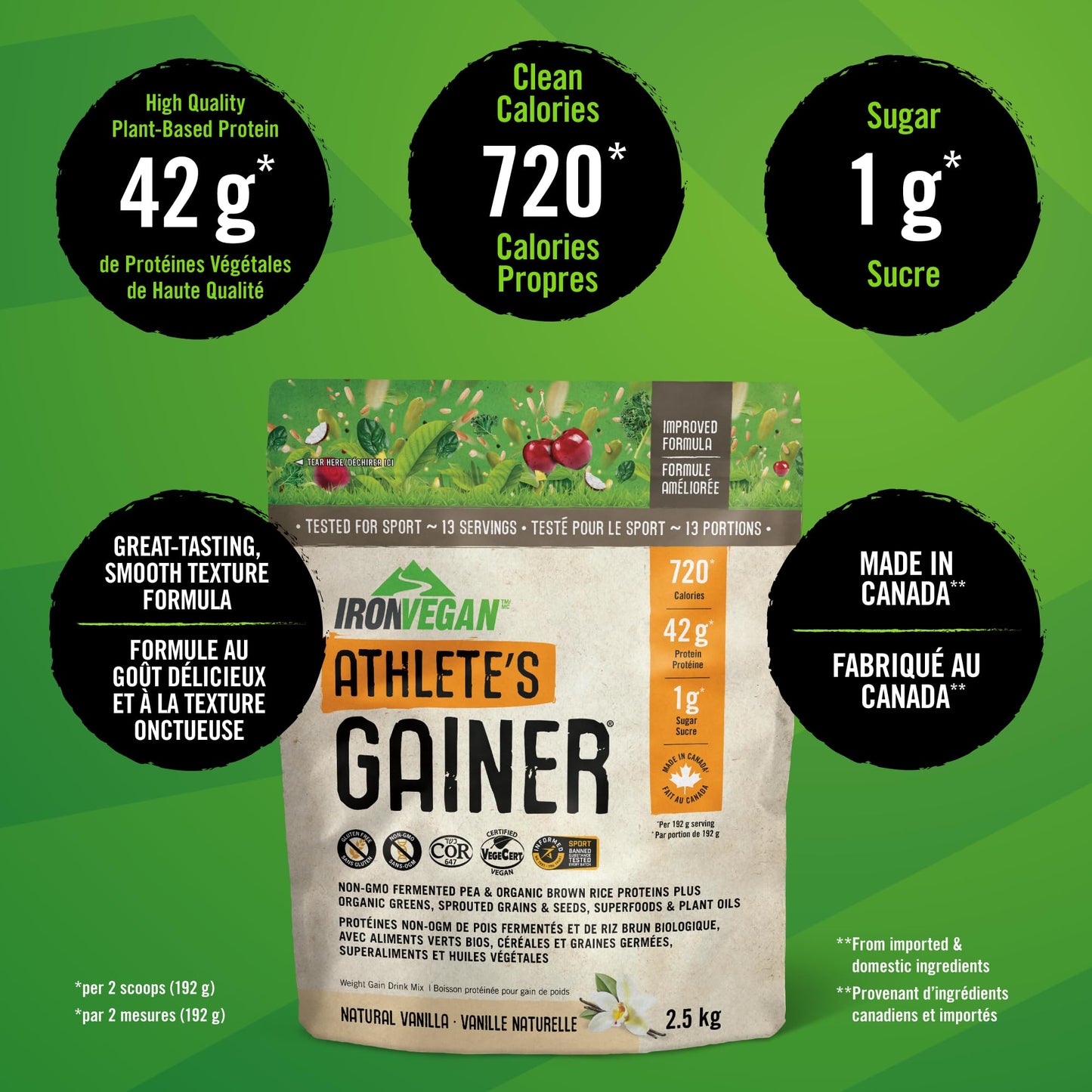 IRONVEGAN Gainer – Vanilla Plant-Based Mass Protein with Superfoods