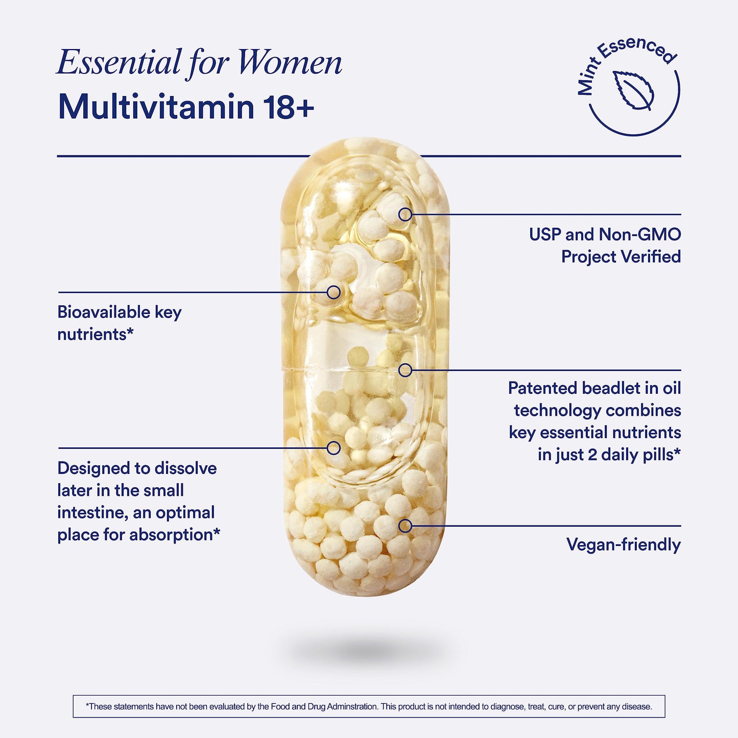 Ritual Women’s Multivitamin 18+ – Vegan DHA, B12, D3, Iron – 60 Ct