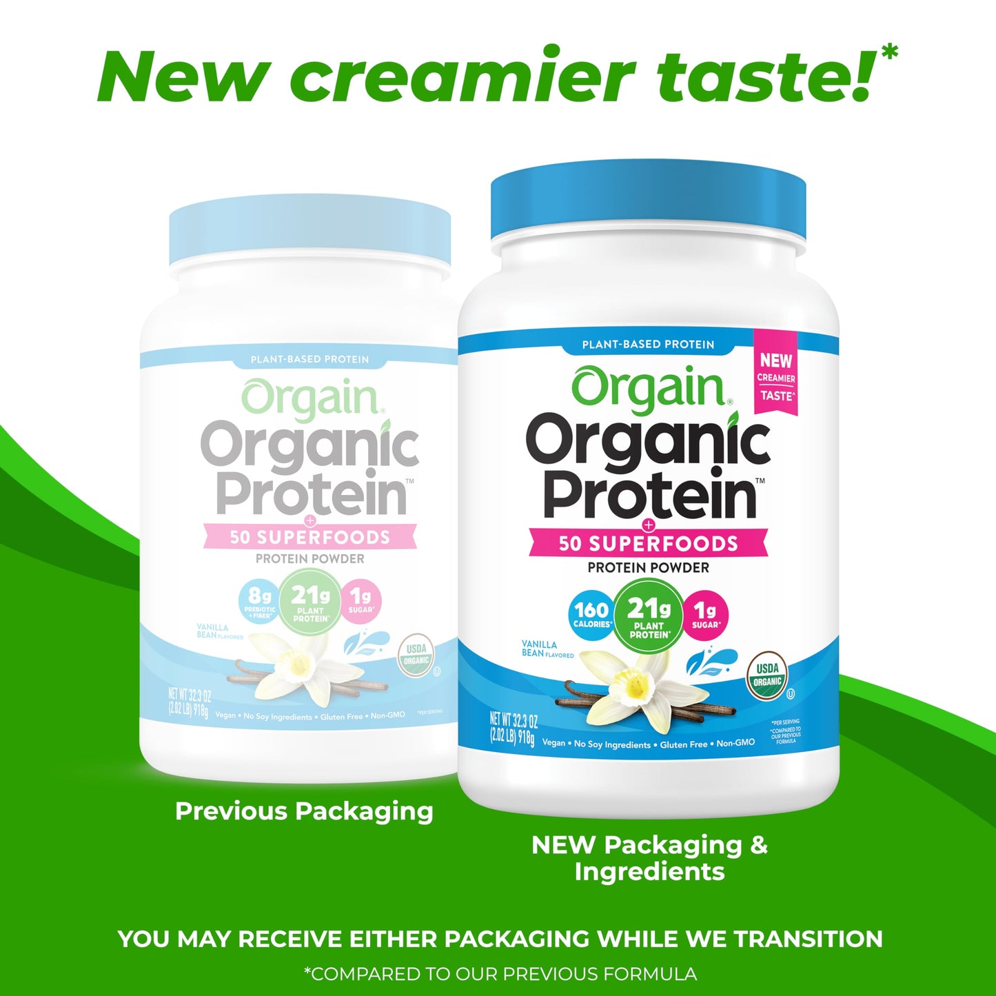 Orgain Vegan Protein + Superfoods – Vanilla Bean, 21g, 2.02 lb