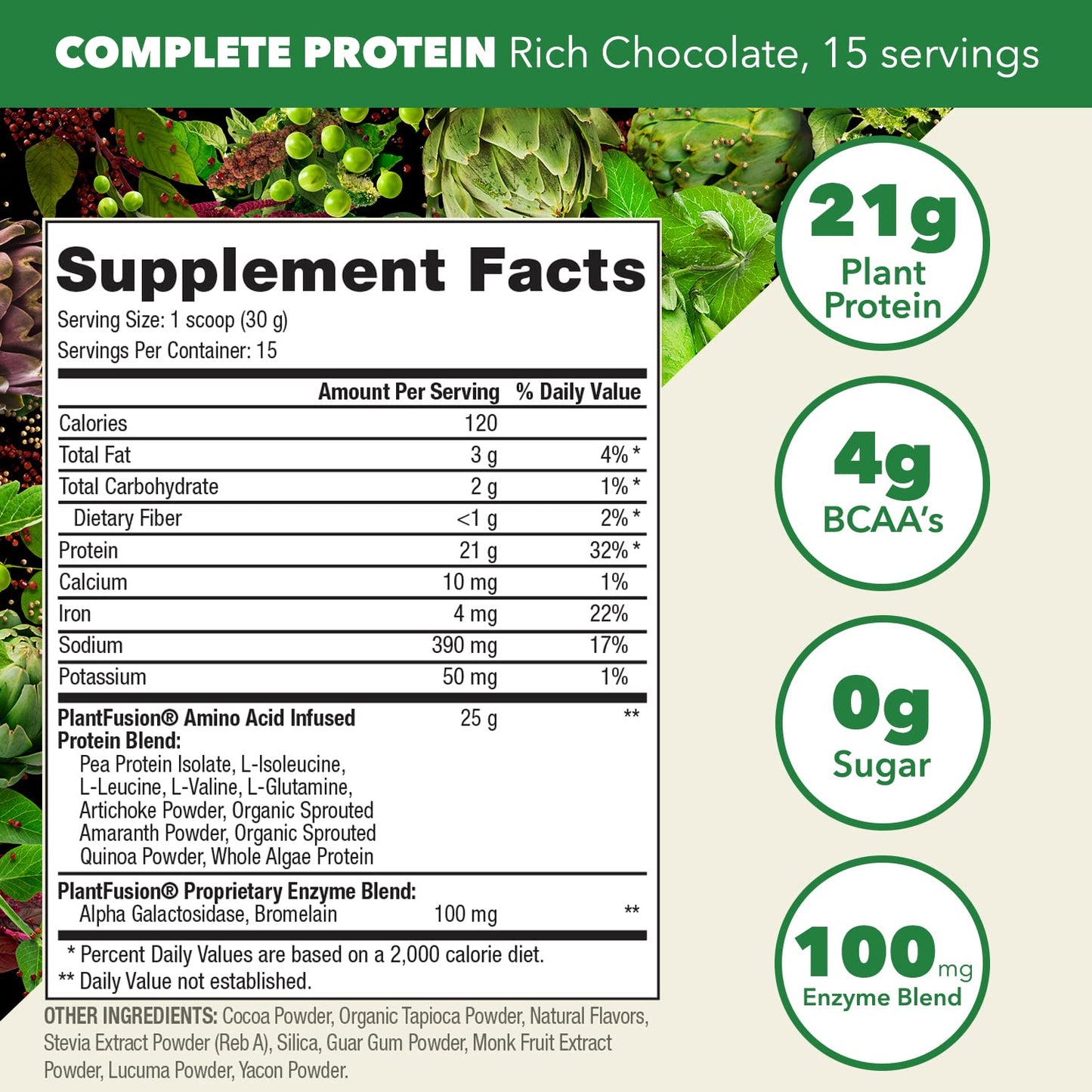 PlantFusion Complete Chocolate Vegan Protein – Keto, Gluten-Free, 1 lb