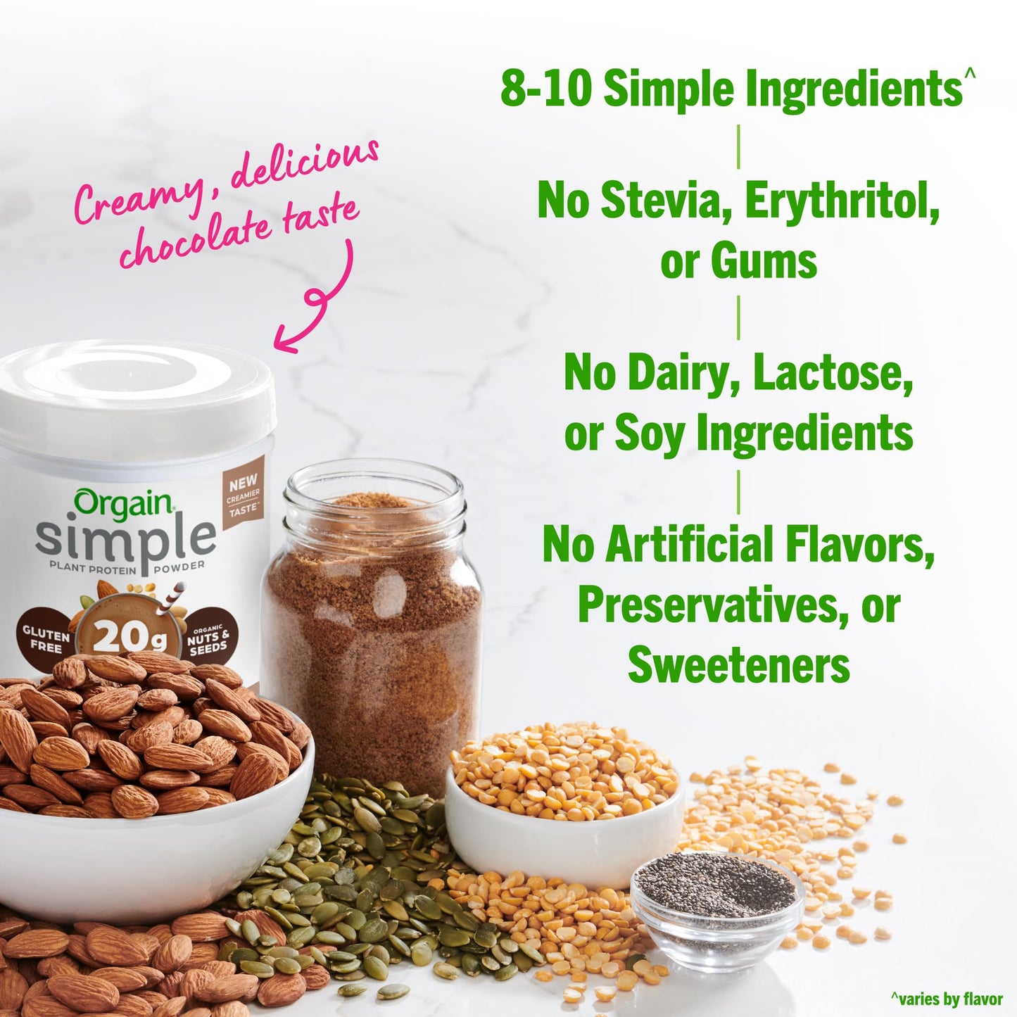 Orgain Simple Vegan Protein – Chocolate, 20g, Clean, 1.25 lb