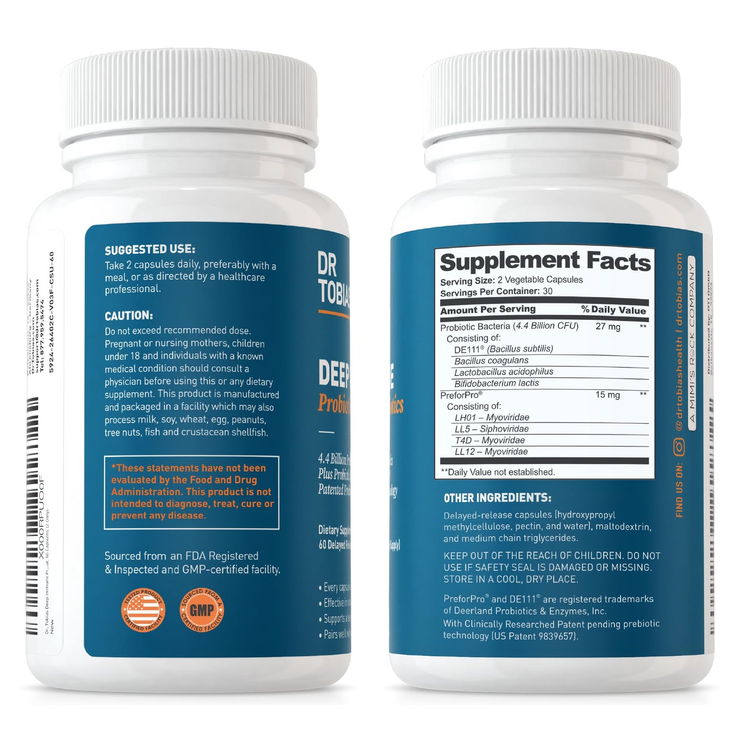 Dr. Tobias Deep Immune – Probiotics, Prebiotics & Fiber for Gut Health