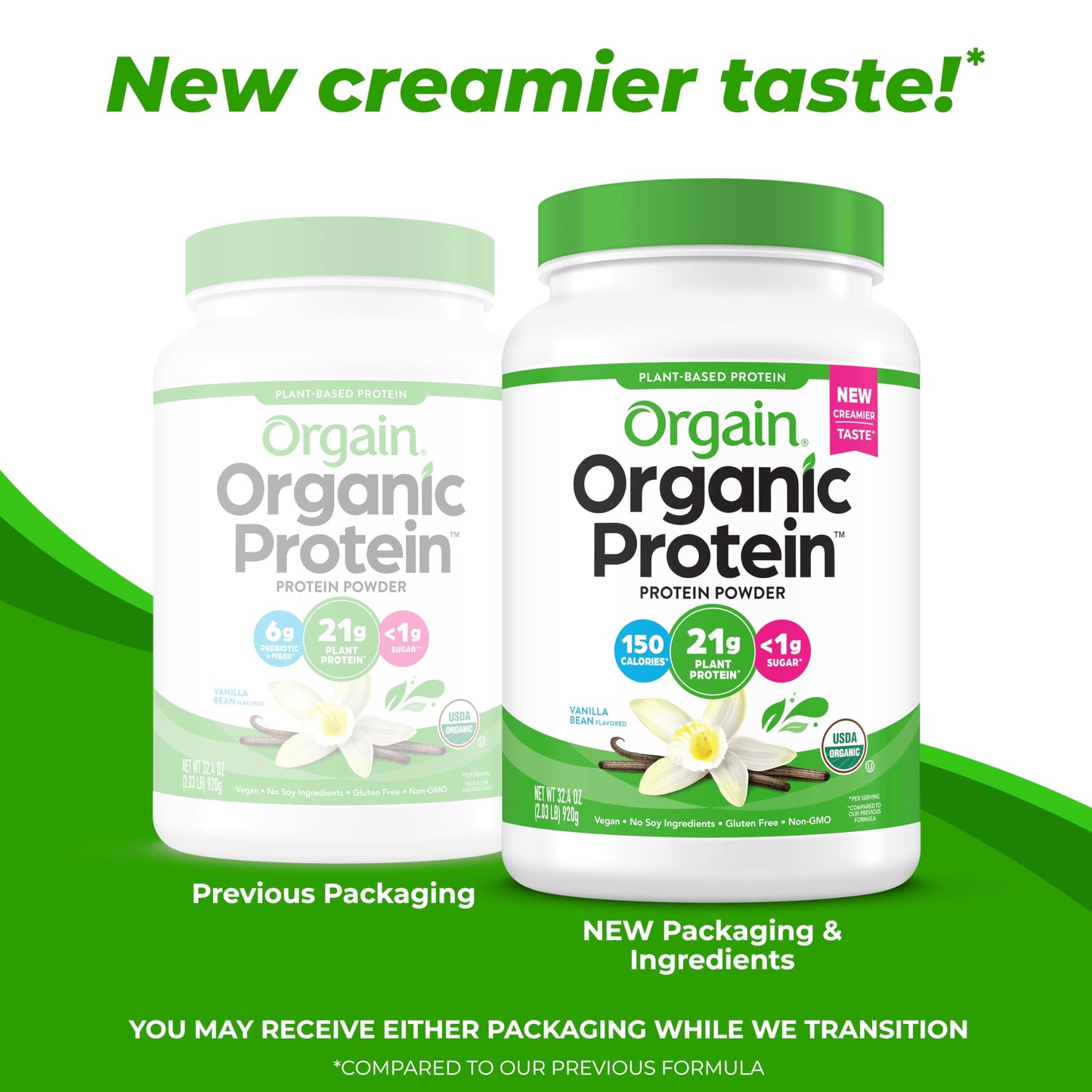 Orgain Vegan Protein – Vanilla Bean, 21g Protein, 6g Fiber, No Sugar