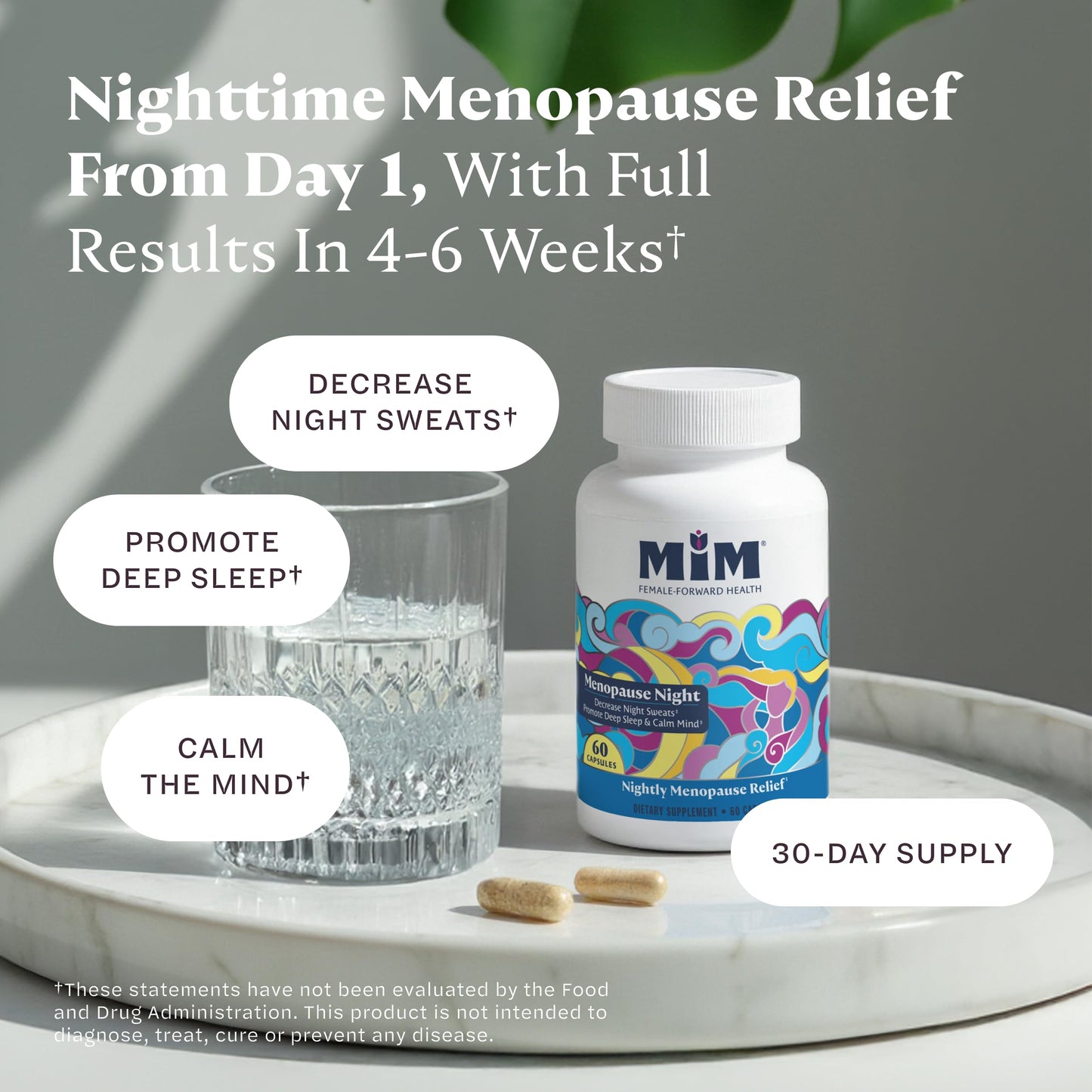 MiM Menopause Night Relief for Women: Powerful, Hormone-Free Relief for Night Sweats, Trouble Sleeping, Deep Sleep, No Melatonin