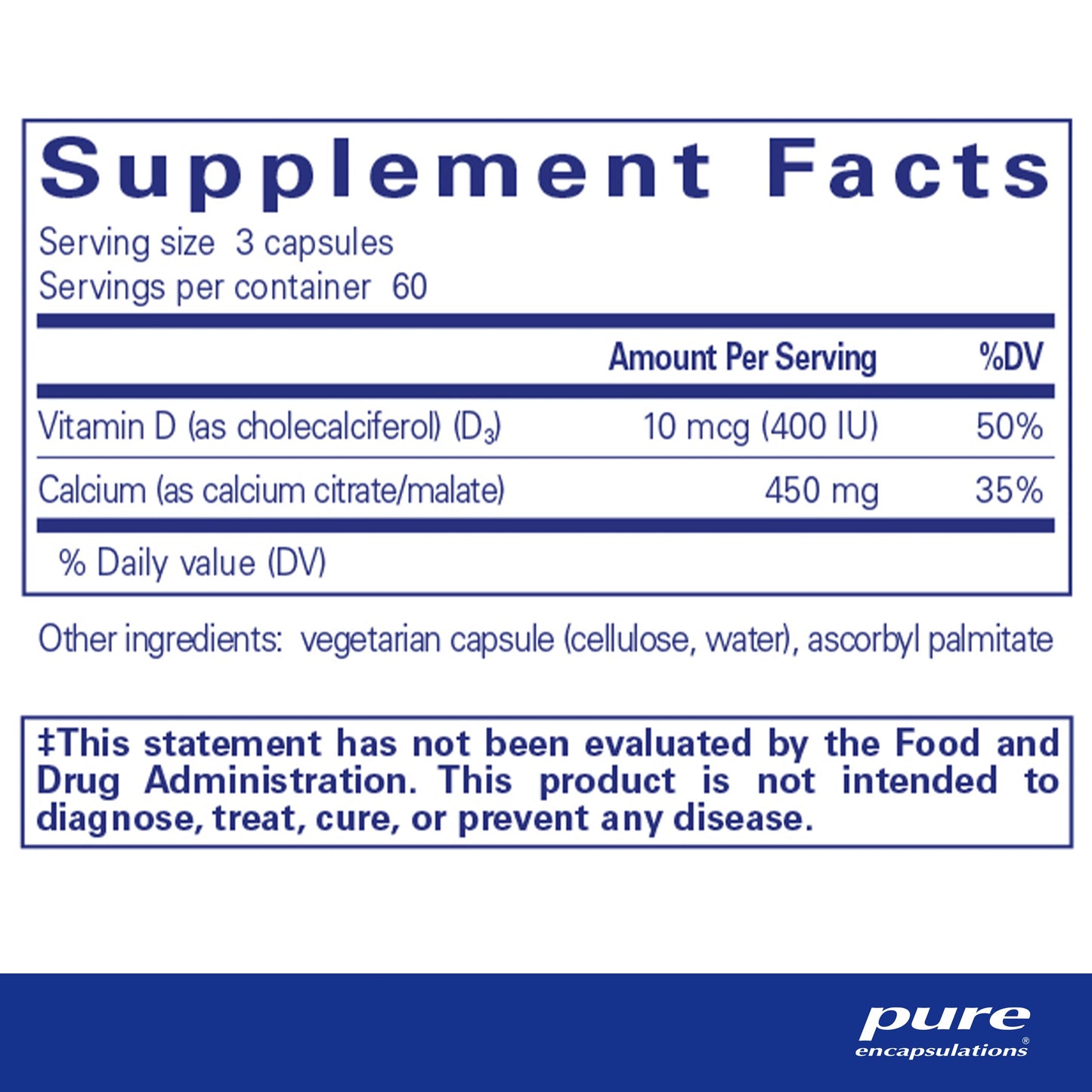 Pure Encapsulations Calcium with Vitamin D3 – Bone, Heart & Colon Support (180 Capsules)