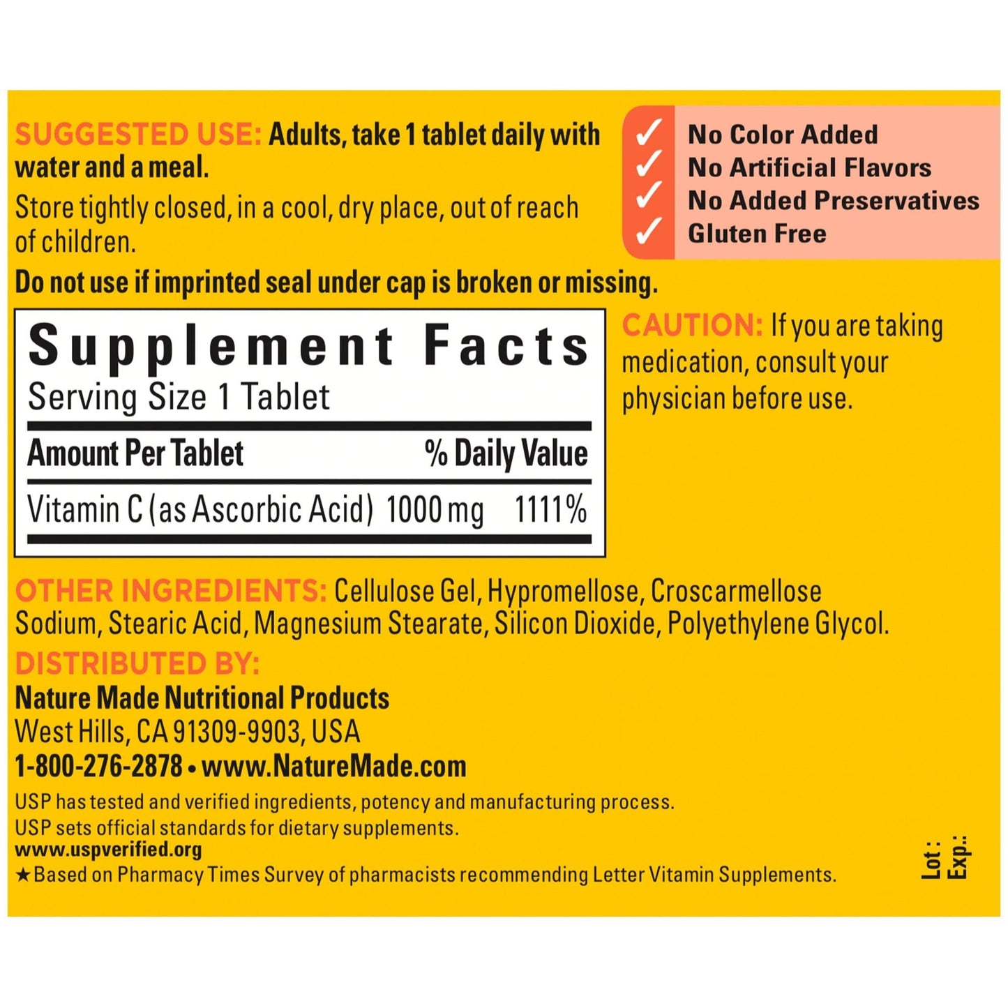Nature Made Extra Strength Vitamin C 1000 mg, Dietary Supplement for Immune Support, 100 Tablets, 100 Day Supply