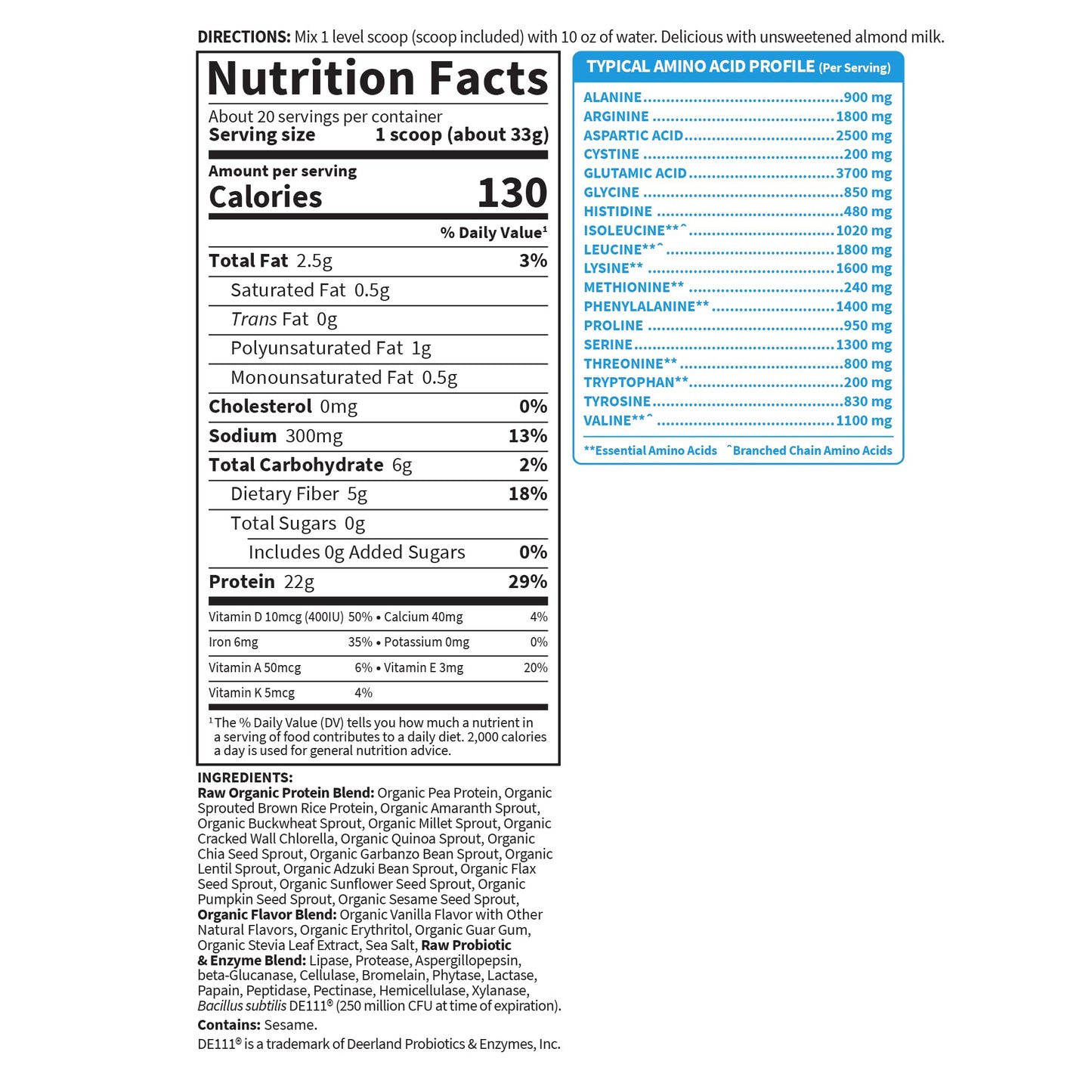 Garden of Life Vegan Protein – Vanilla, 22g, Probiotics, 1.5 lb