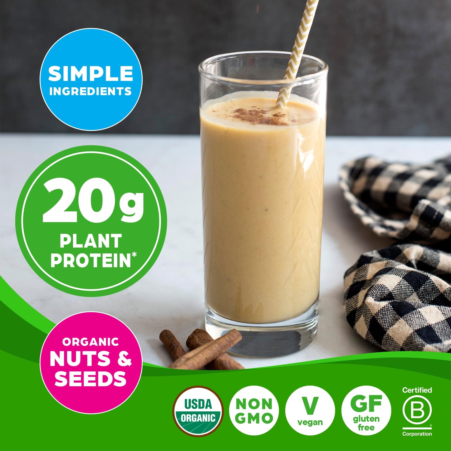 Orgain Simple Vegan Protein – Vanilla, 20g, Clean Ingredients, 1.25 lb