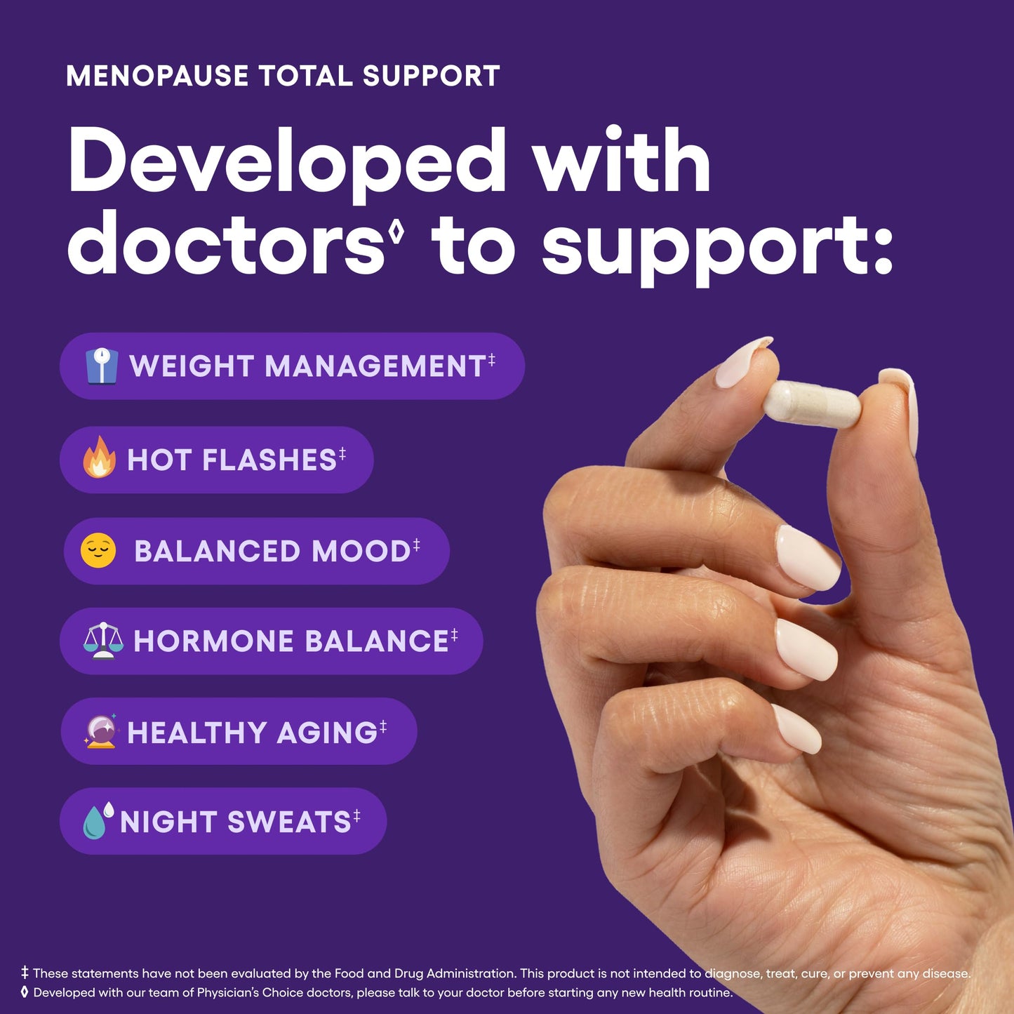 Physician's CHOICE Menopause Probiotic Supplement for Women - Supports Hormone Balance, Hot Flashes, Night Sweats, Weight Management, Bloating & Gut Health - with Black Cohosh, Resveratrol+ - 30ct