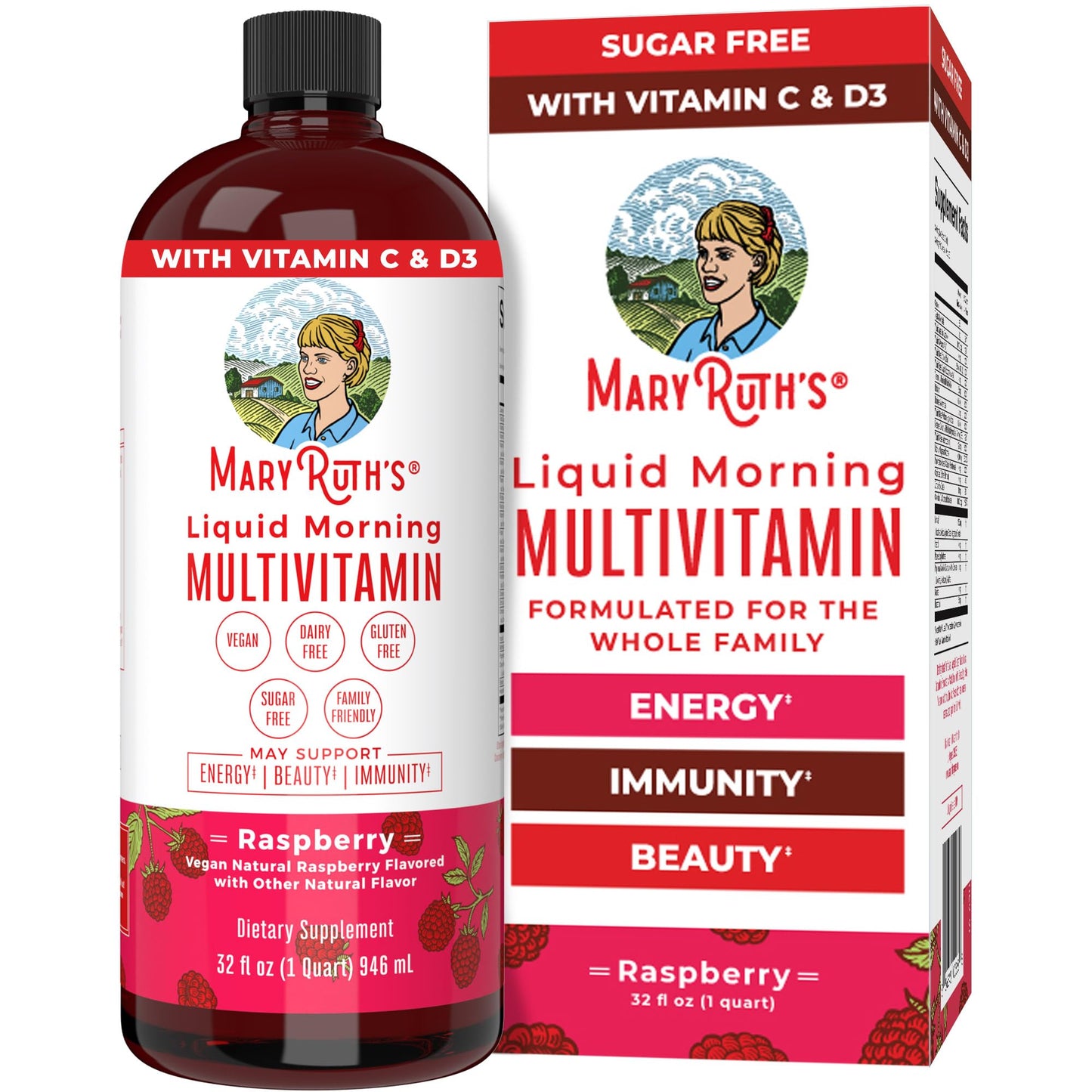 MaryRuth Liquid Morning Multivitamin – Vegan for All Ages – 32 Servings