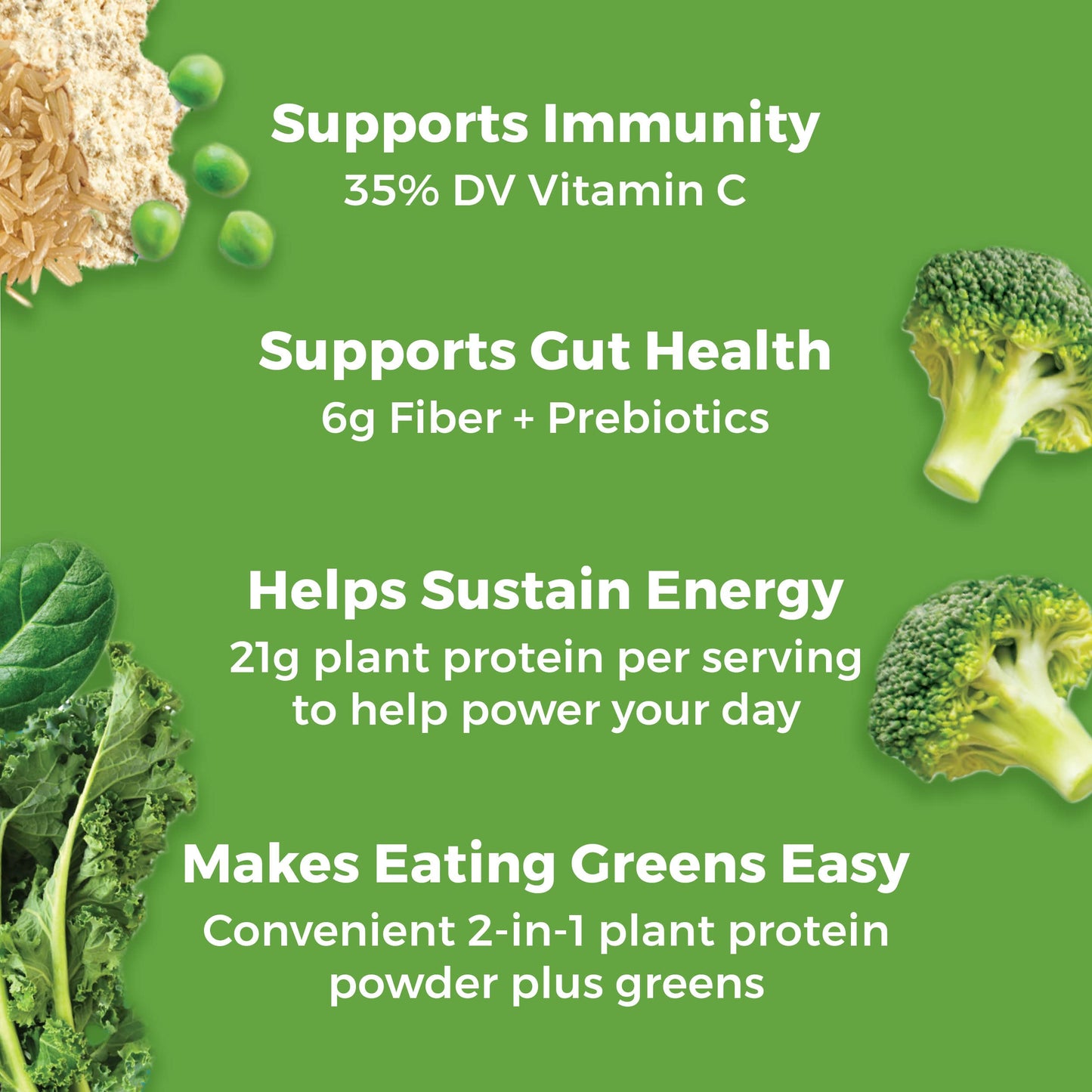 Orgain Vegan Protein + Greens – Vanilla, 21g Protein, Fiber, No Sugar (1.94 lb)