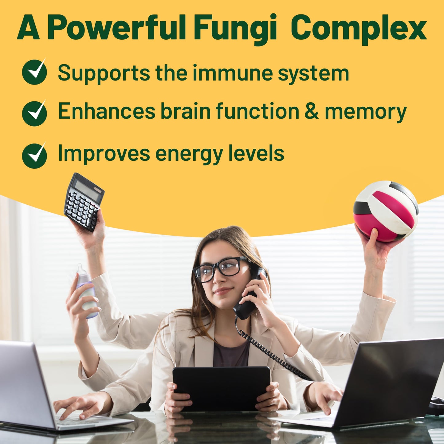 Vegan Mushroom Complex – Reishi, Chaga, Lion's Mane, 120 Ct