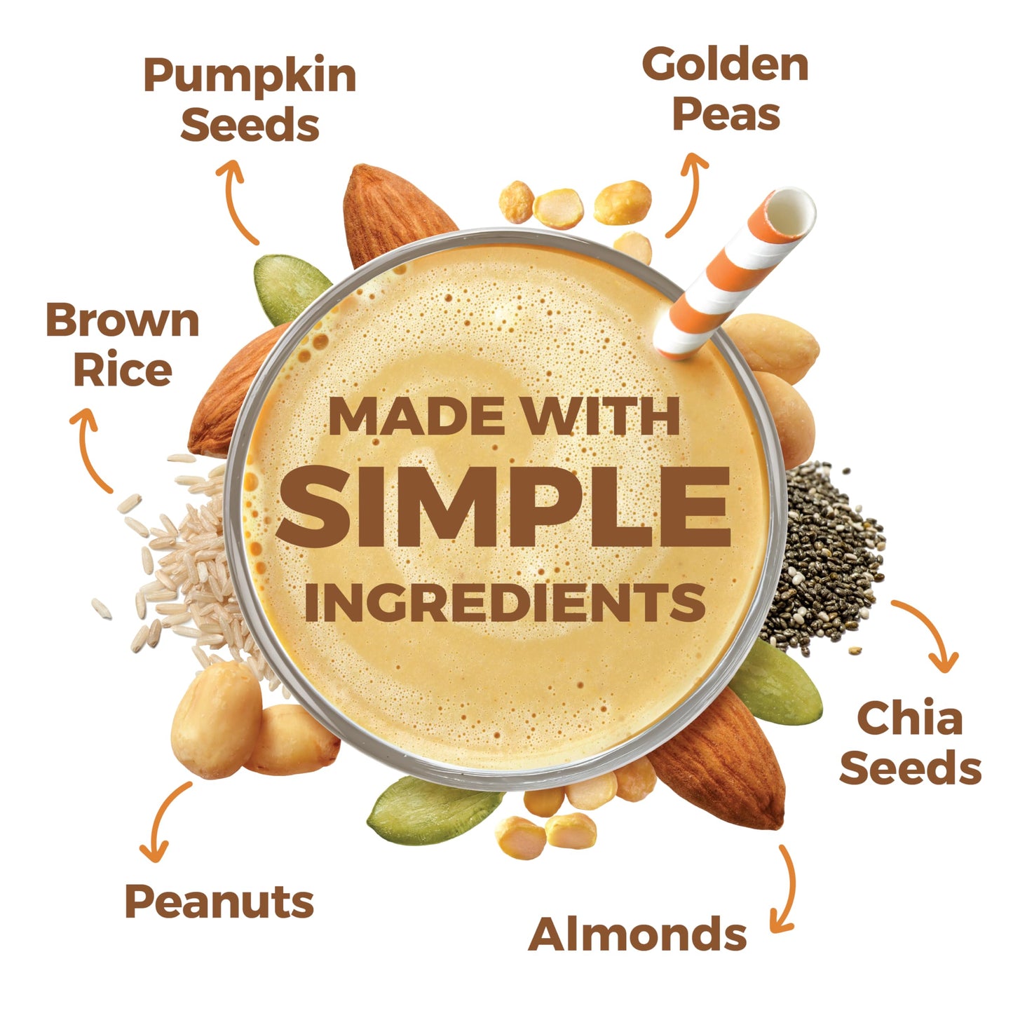 Orgain Simple Vegan Protein – Peanut Butter, 20g Clean Protein, No Additives