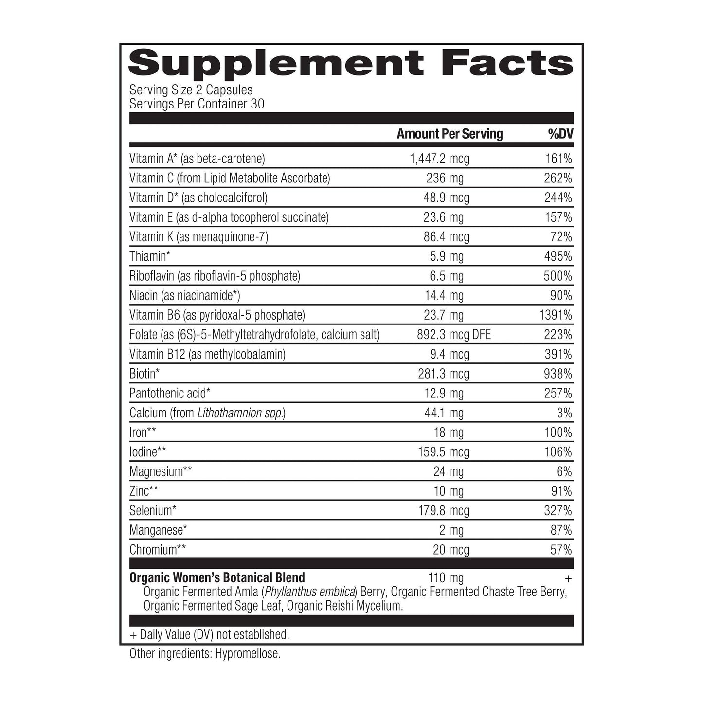 Ancient Nutrition Multivitamin for Women, Women's Fermented Multivitamin with Vitamin C, D, K, Zinc & Magnesium, Immune Support, Vegan, 60 Ct