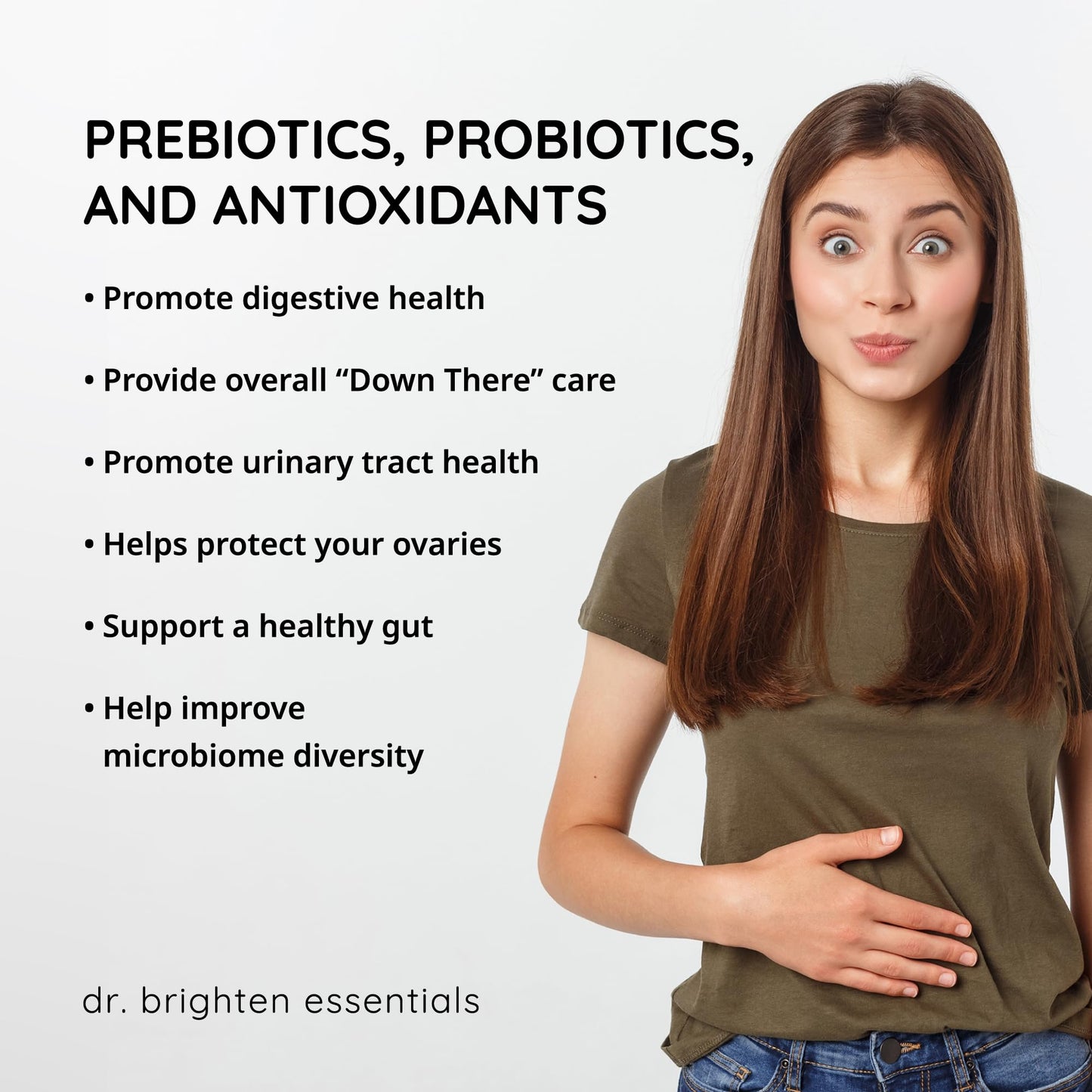 Dr. Brighten Women’s Probiotic - Probiotics, Prebiotics with Antioxidants & Sunfiber for Healthy Hormones, Balanced Female Microbiome, Ovaries and Immune Health - 60 Capsules