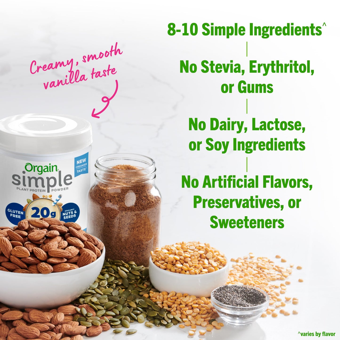 Orgain Simple Vegan Protein – Vanilla, 20g, Clean Ingredients, 1.25 lb