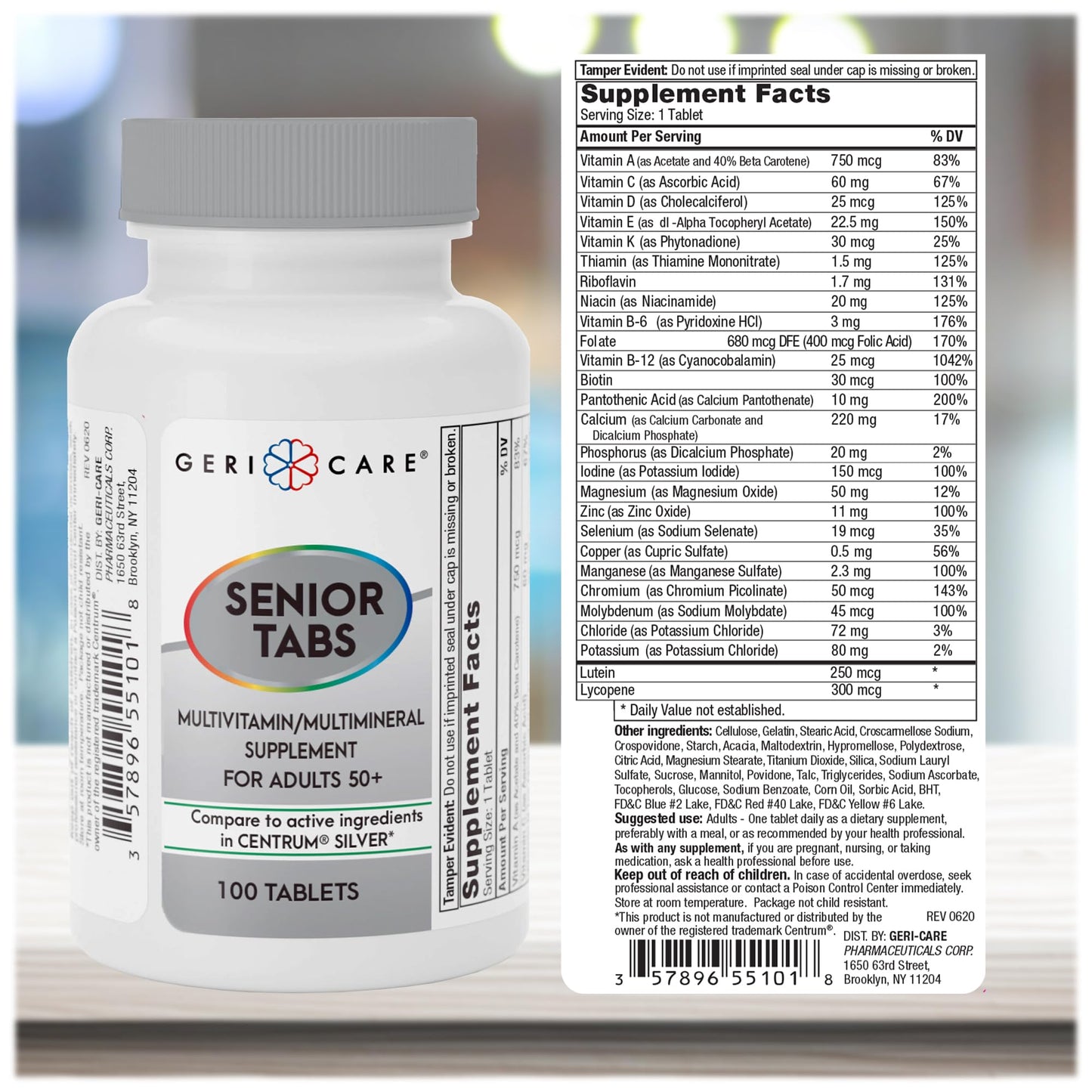 GeriCare Senior 50+ Multivitamin – Immune & Daily Support – 200 Ct