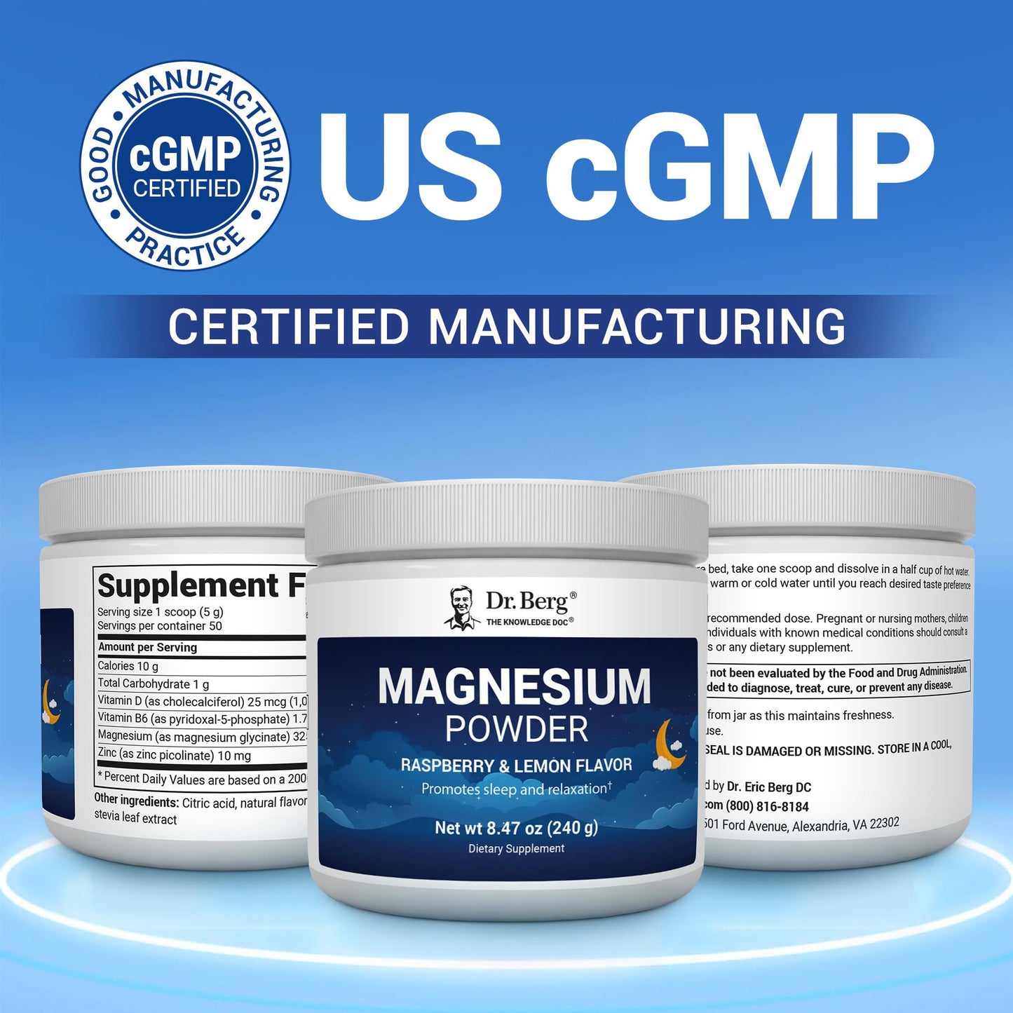 Dr. Berg Magnesium Glycinate Powder – Sleep & Stress Support 50ct