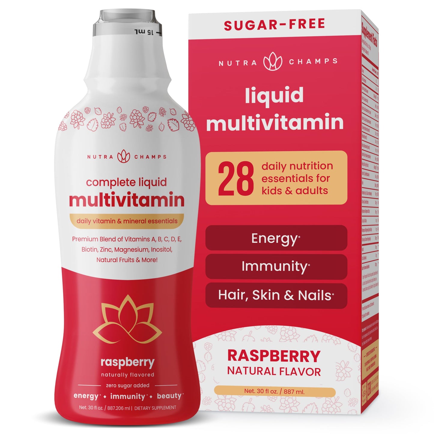 NutraChamps Liquid Multivitamins – Energy, Immunity, Vegan, No Sugar