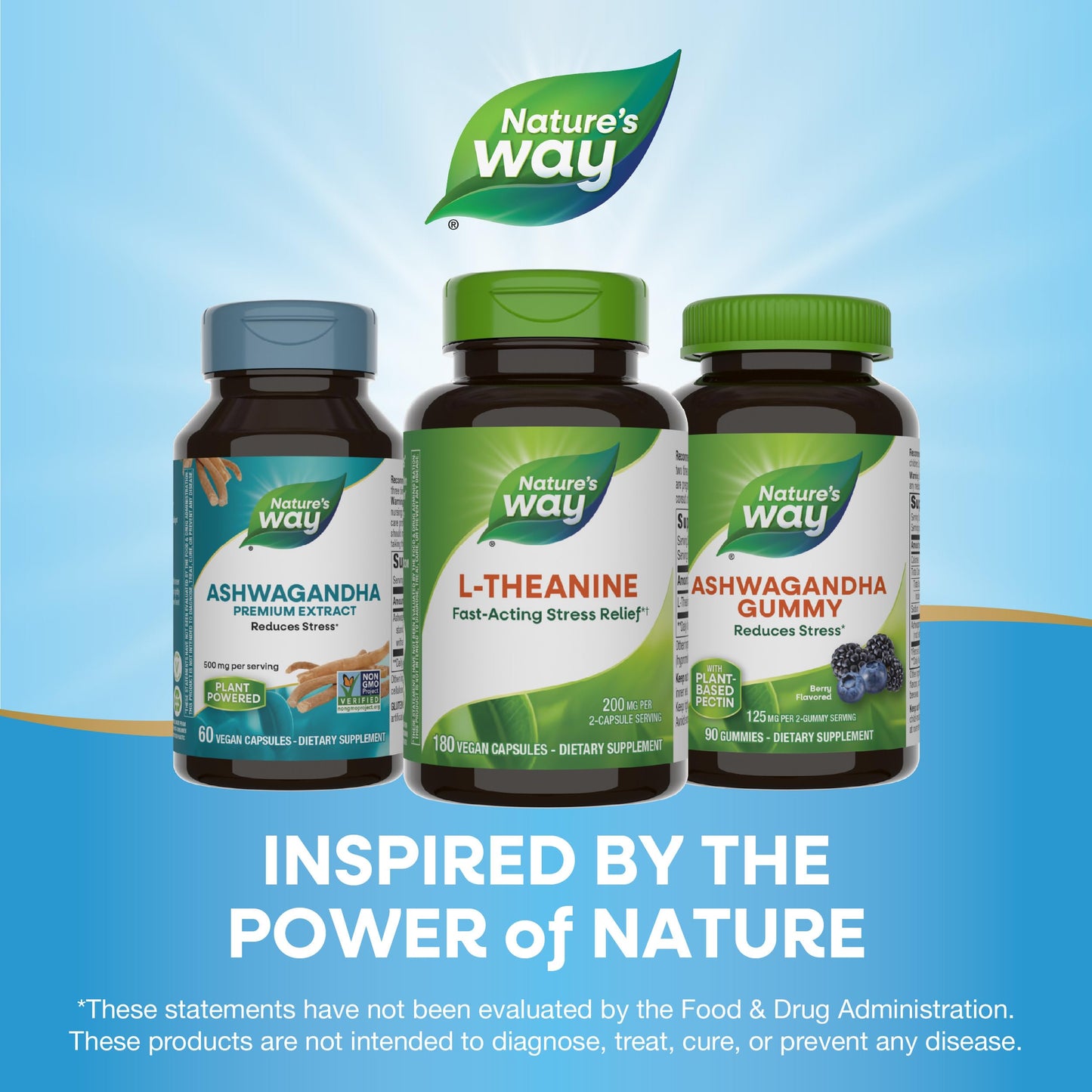 Nature's Way L-Theanine, Stress Support*, Promotes Relaxation*, 200 mg per 2-Capsule Serving, Vegan, 180 Capsules (Packaging May Vary)