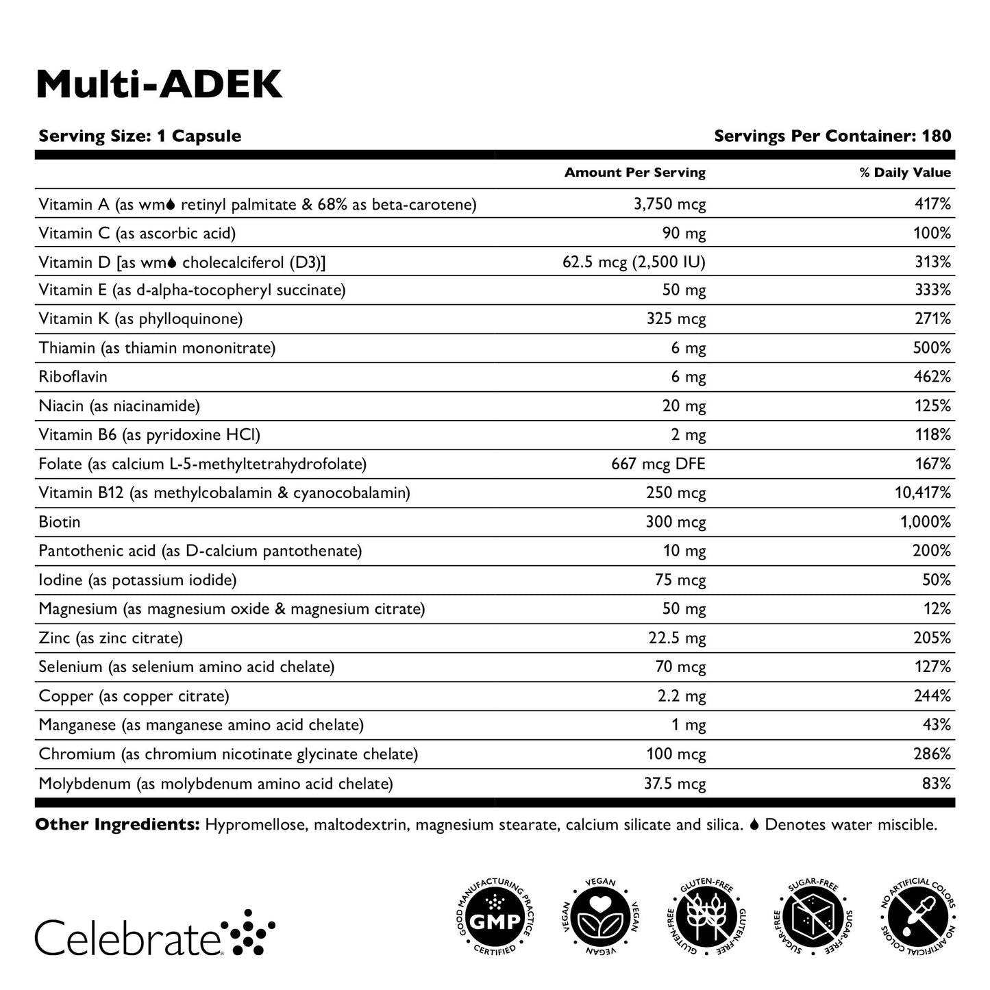 Celebrate ADEK Bariatric Multivitamin, Iron-Free, DS Support, 180 Ct