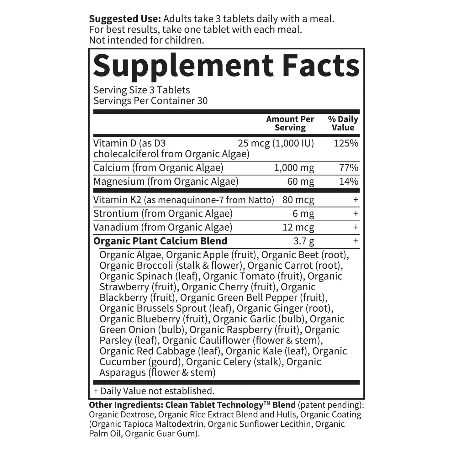 Garden of Life Plant Calcium with Magnesium, D3, K2 - 30 Day Supply